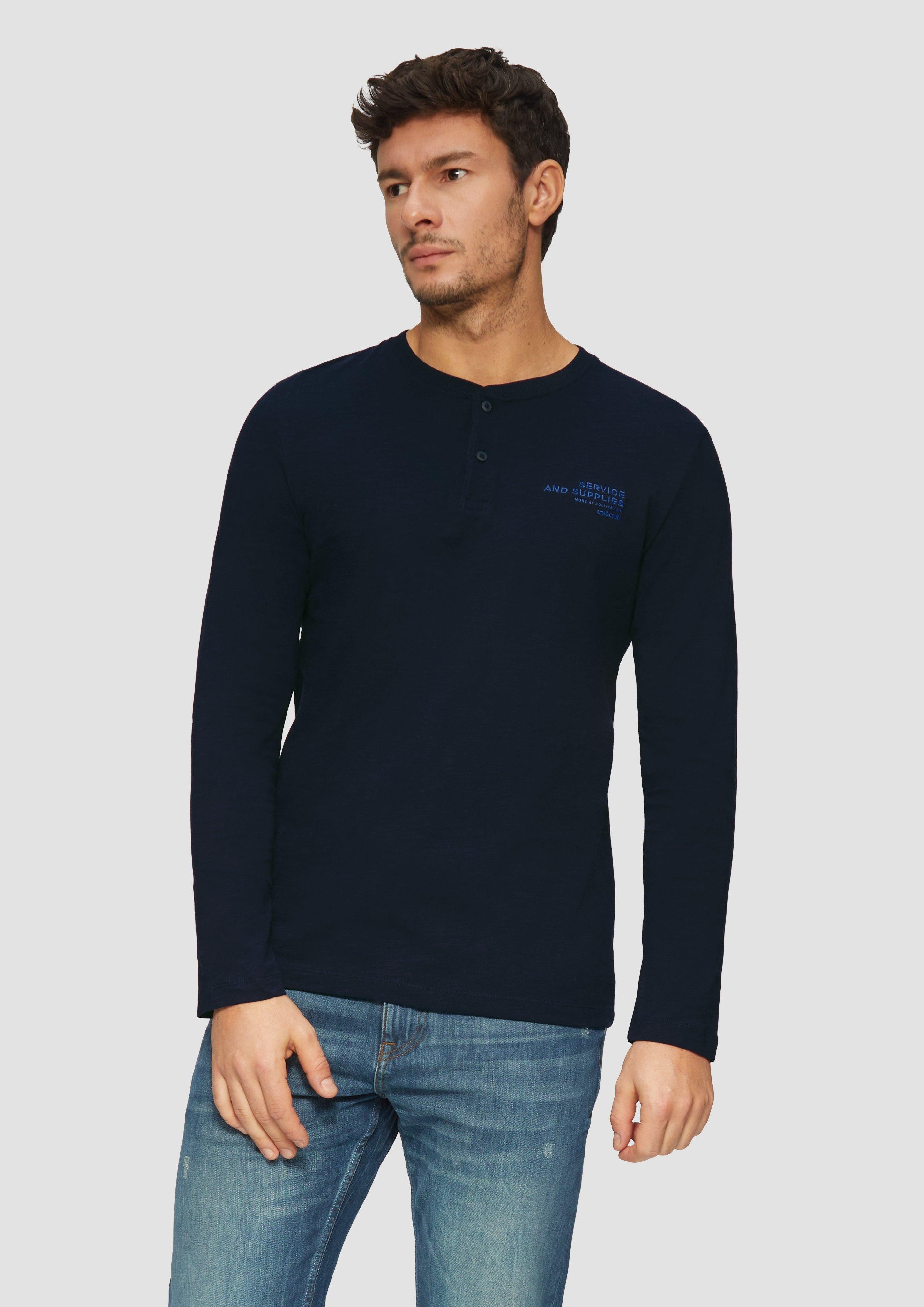 s.Oliver Langarmshirt Henley-Shirt mit Flammgarnstruktur und günstig online kaufen
