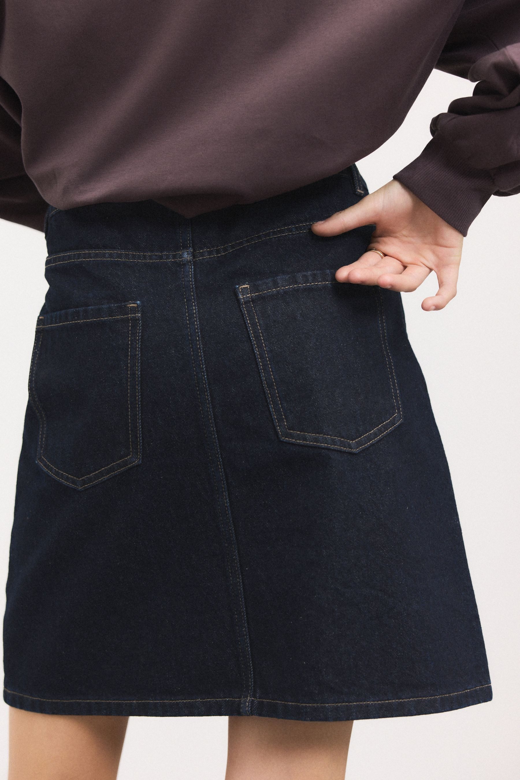 Next Jeansrock Knielanger Jeansrock aus Baumwolle, Kurzgröße (1-tlg) günstig online kaufen