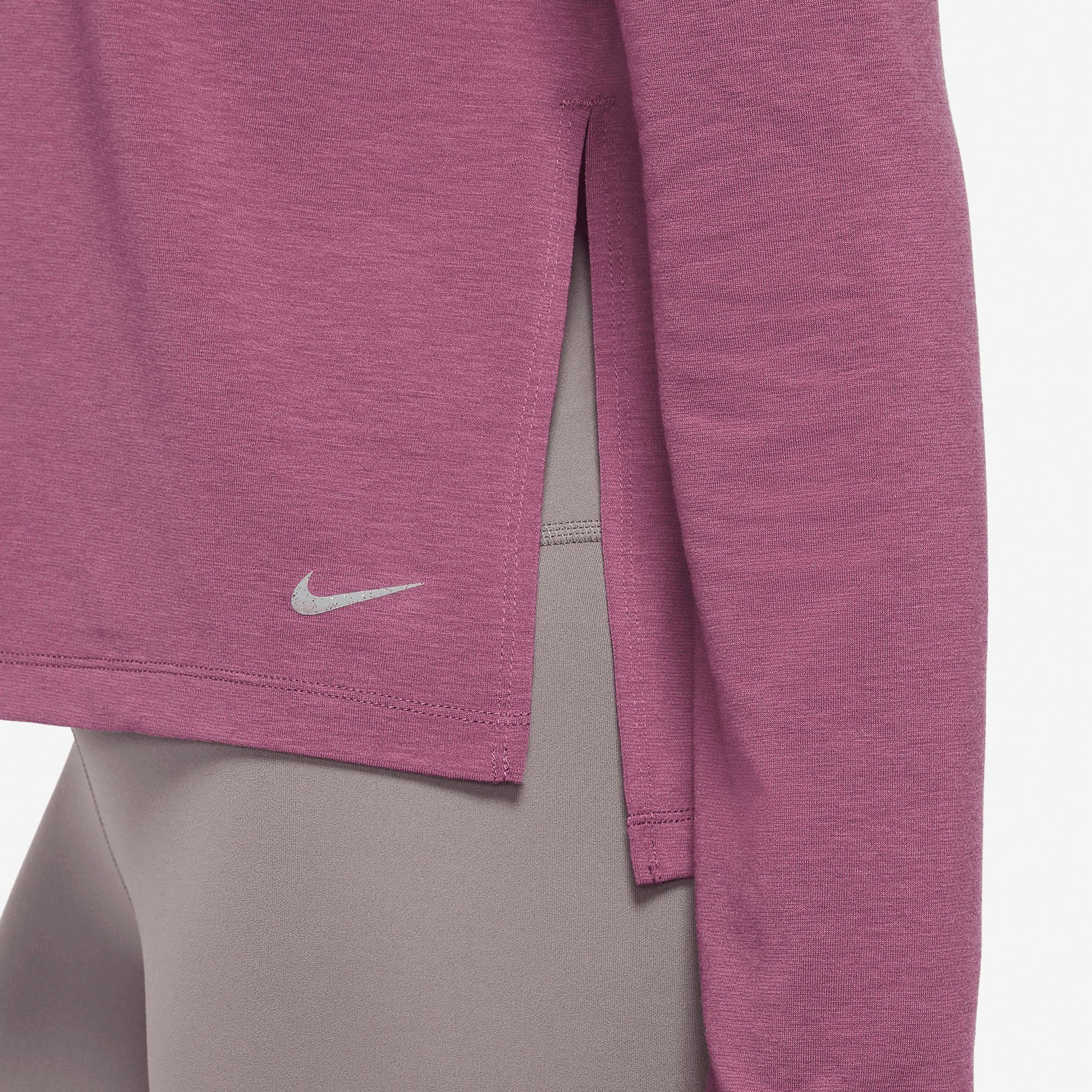 Nike Yoga Long-Sleeve Women's Dri-FIT Yogashirt Top ROSEWOOD/PARTICLE GREY