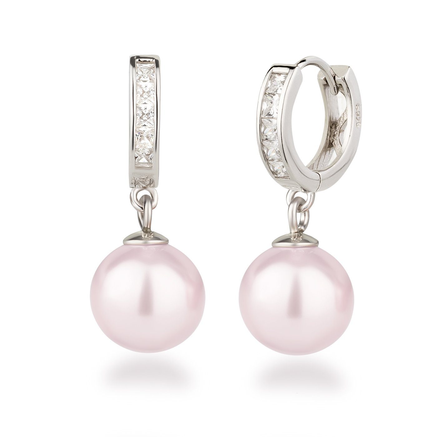 Schöner-SD Perlenohrringe Damen Creolen Hänger Ohrhänger mit Perlen 10mm hä günstig online kaufen