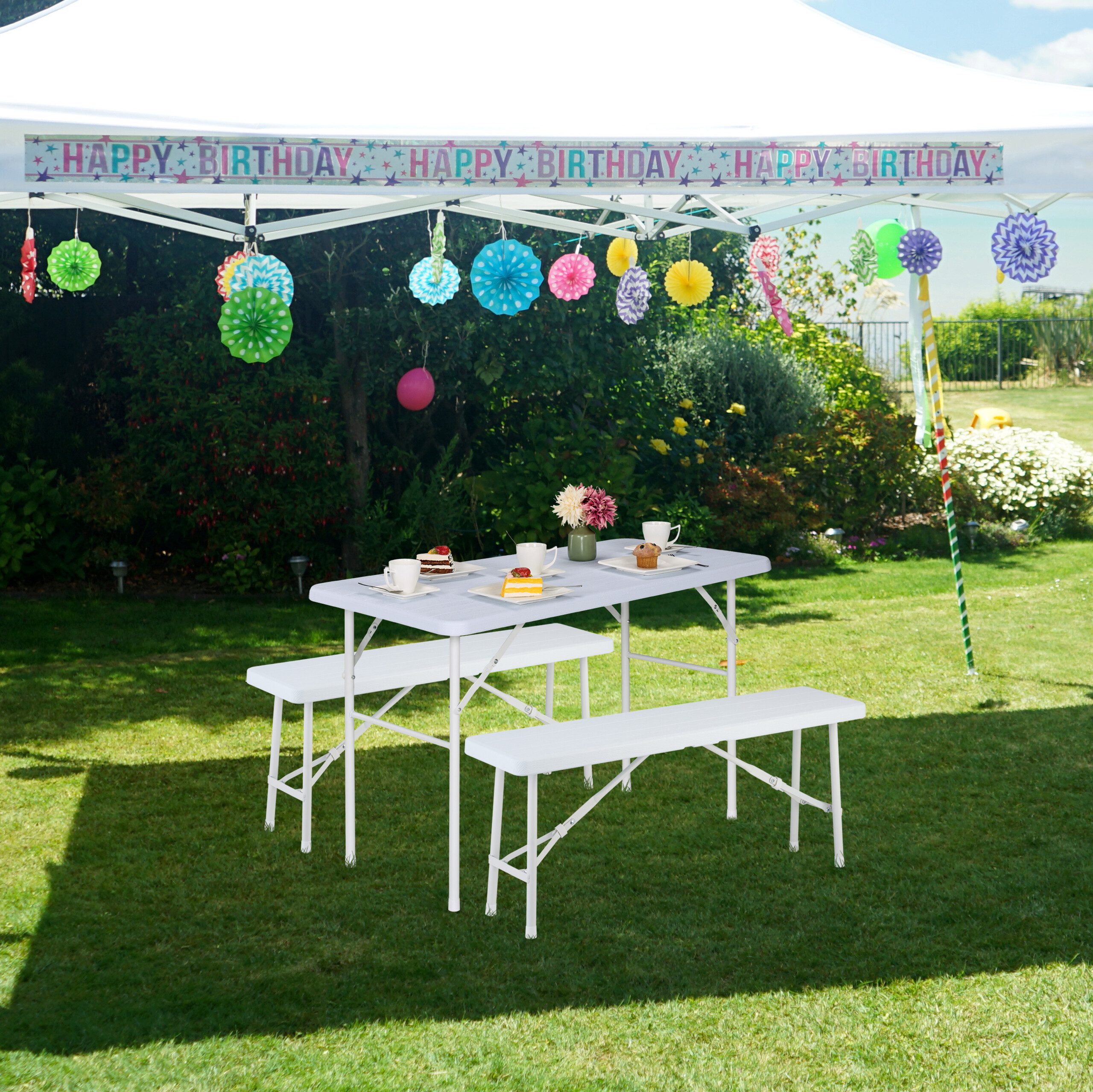 relaxdays Gartentisch Klappbarer Gartentisch Holzoptik günstig online kaufen