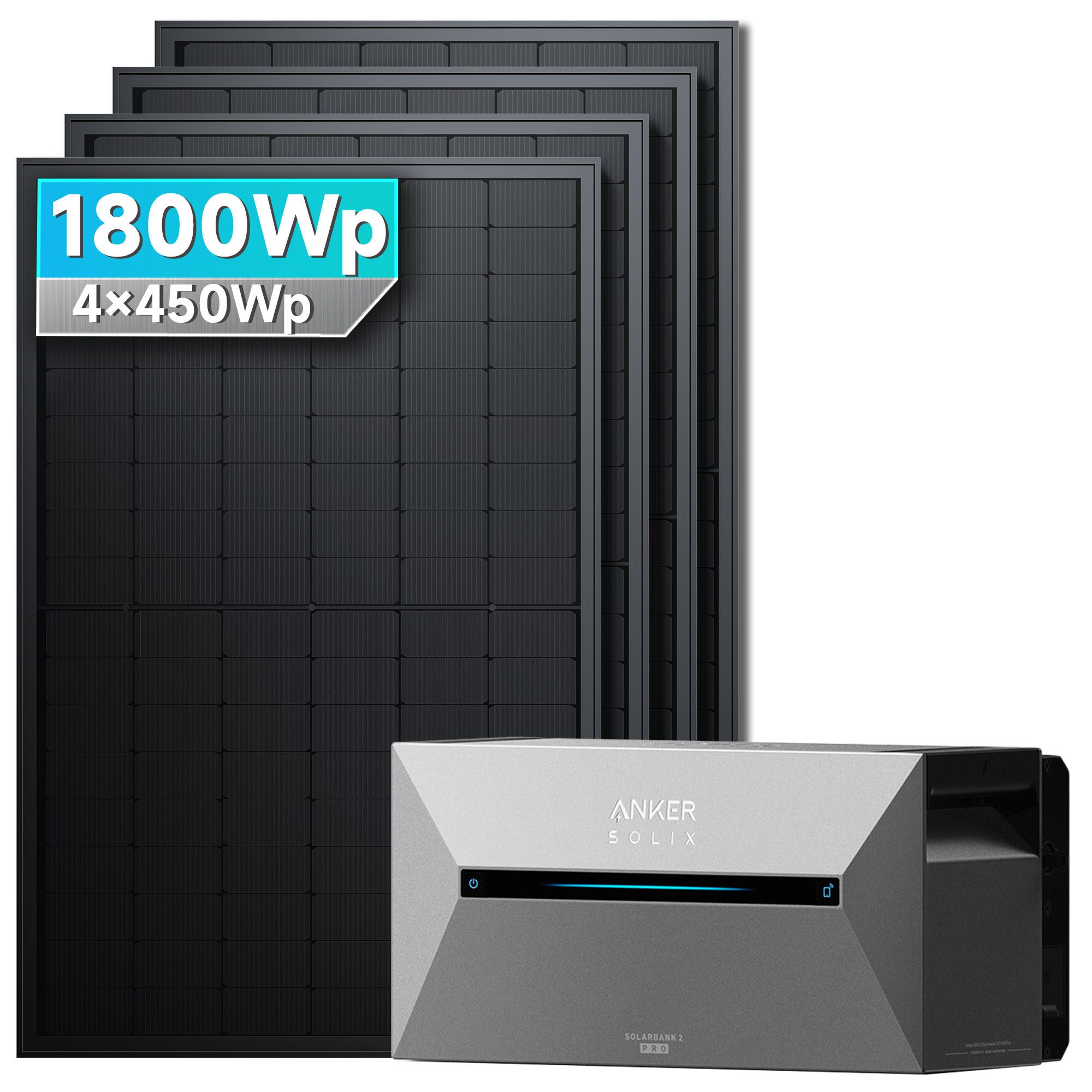 SolarMars Balkonkraftwerk Mit Speicher 1800W mit Anker SOLIX Solarbank 2 E1600 Pro / E2700 Pro