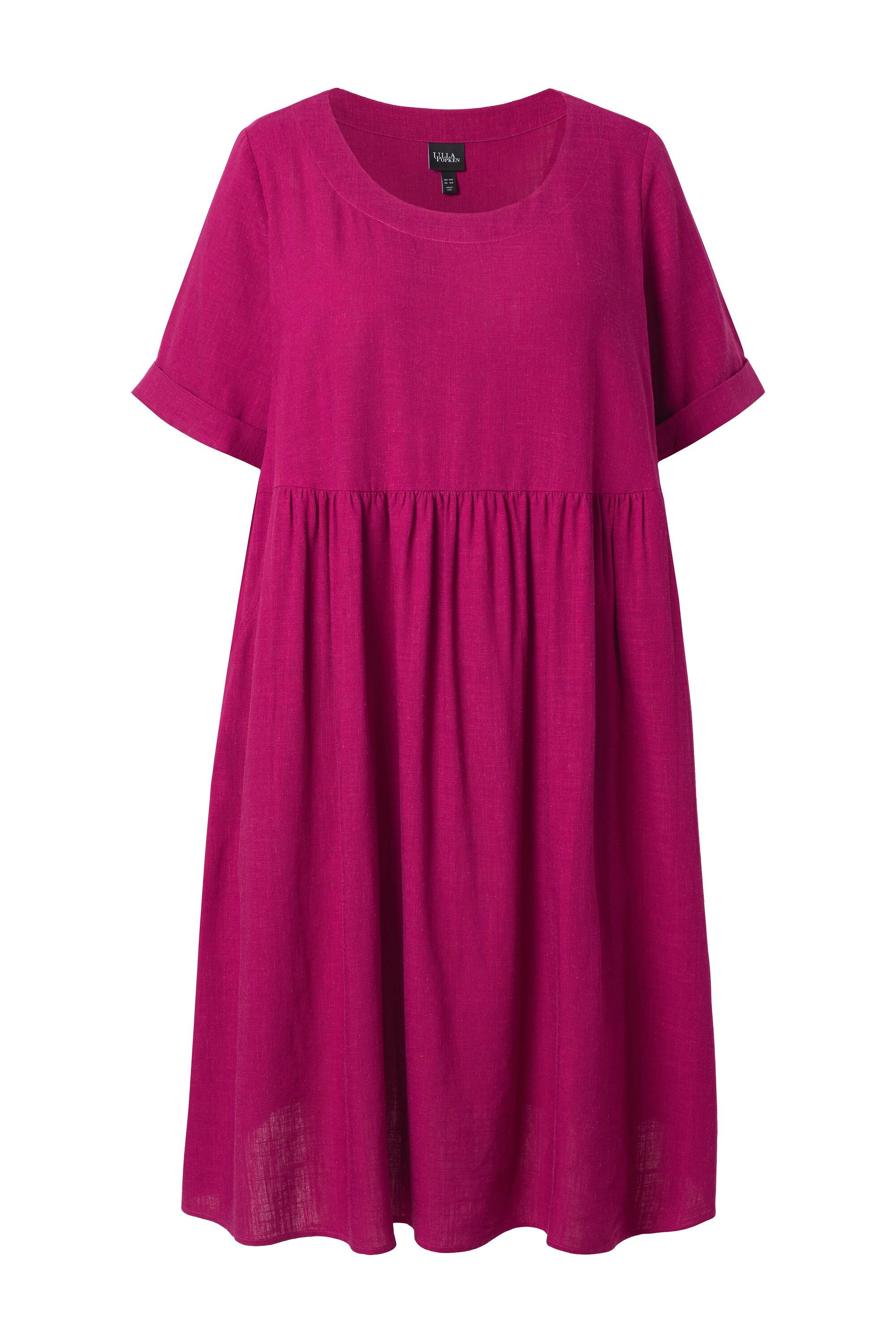 Ulla Popken Jerseykleid Kleid Leinenmix A-Linie Rundhals Halbarm