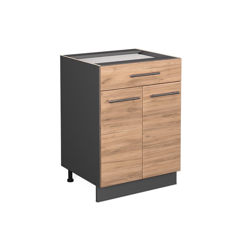 Vicco Unterschrank Fame-Line, Goldkraft Eiche/Anthrazit 60cm, ohne Arbeitsplatte (1-St)
