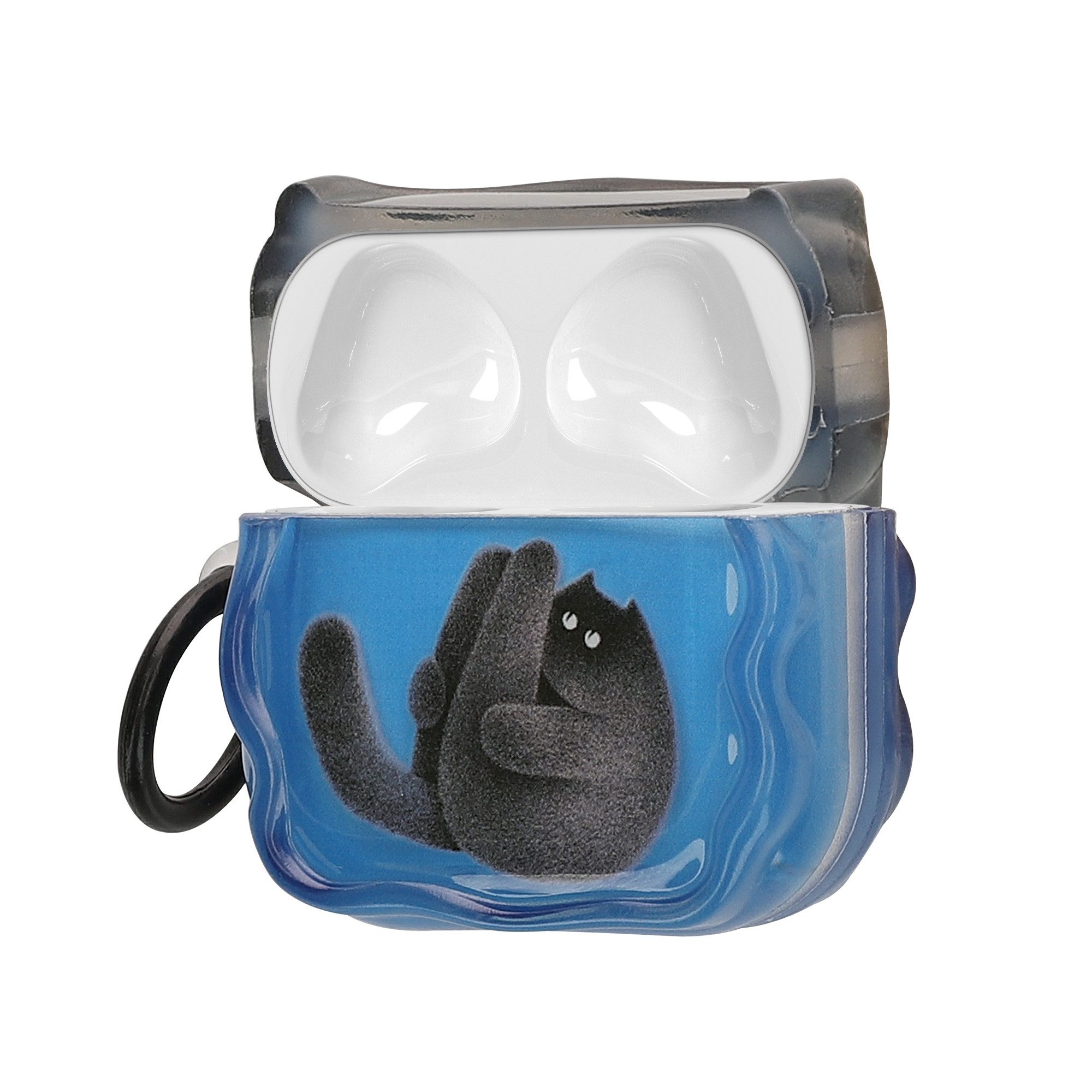 kwmobile Kopfhörer-Schutzhülle In-Ear Kopfhörer Case für Apple Airpods 4, Hülle mit Karabiner - Headphones Case - Pilates Katze Design