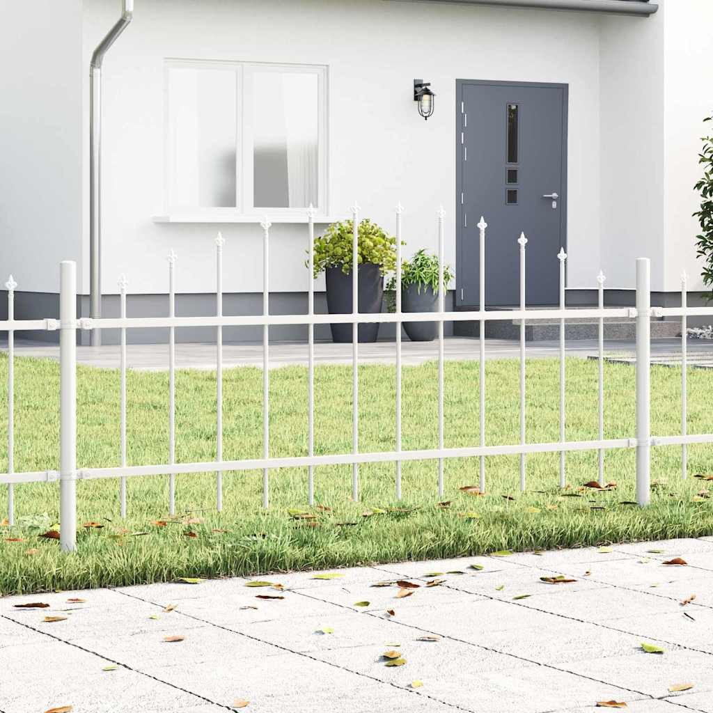 vidaXL Gartenzaun, Gartenzaun Weiß 170 x 140 cm Pulverbeschichteter Stahl