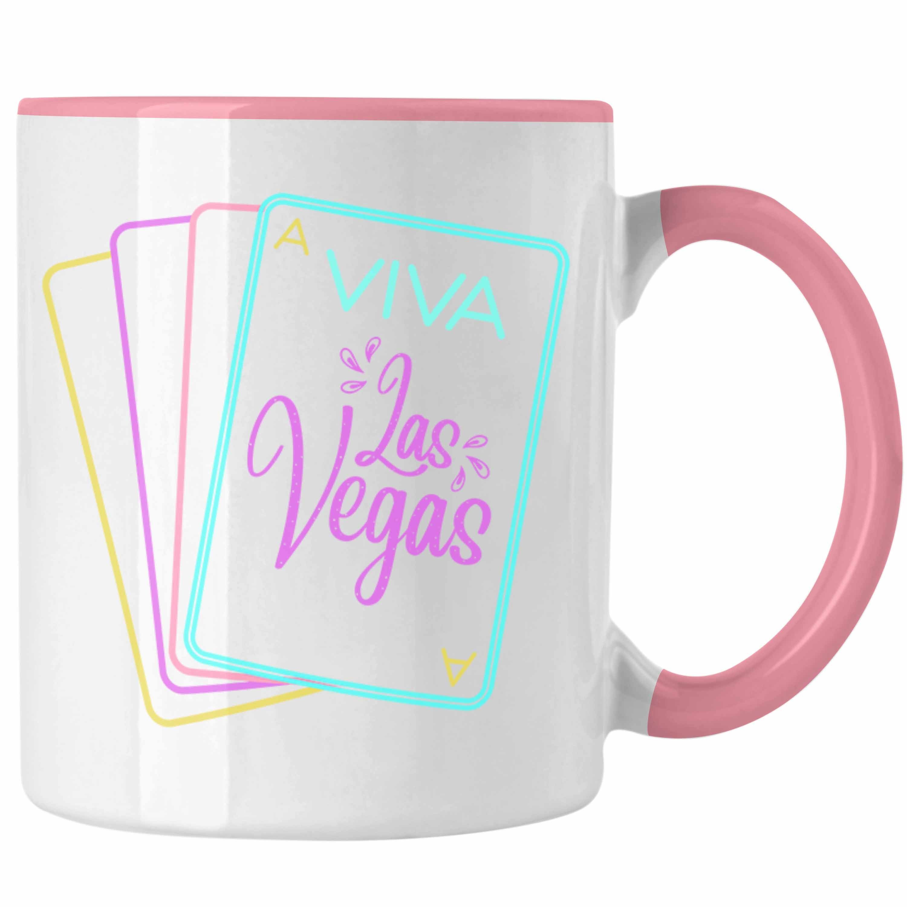 Trendation Tasse Trendation - Viva Las Vegas Tasse Geschenk Neon Retro 80er Jahre Geschenkidee Rosa