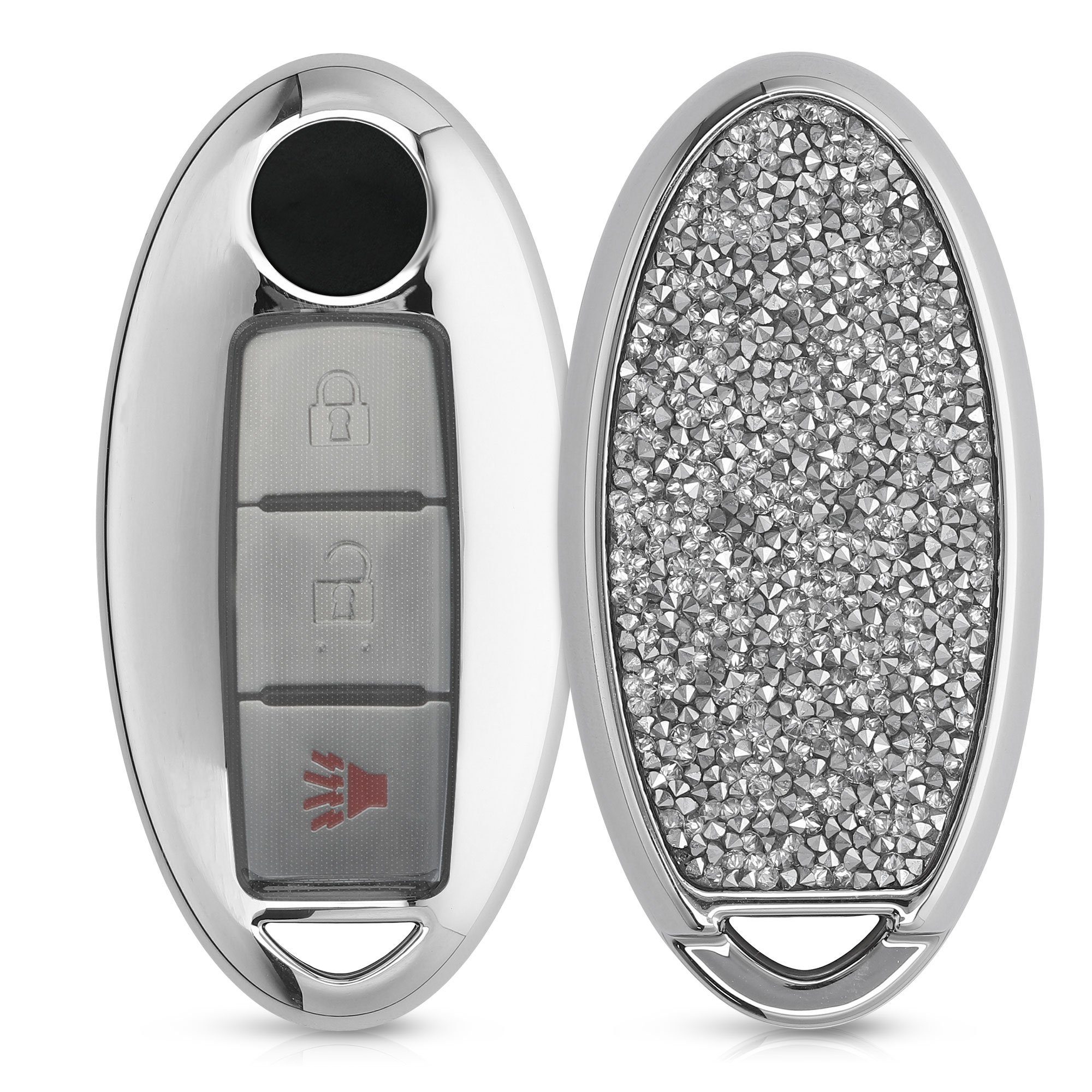 kwmobile Autoschlüssel Hülle kompatibel mit Audi A6 A7 A8 Q7 Q8 3-Tasten  Autoschlüssel Keyless - Schlüsselhülle Cover Silber Schwarz