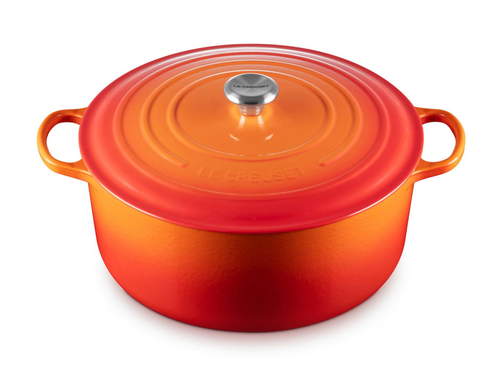 LE CREUSET Bräter Bräter Signature rund orange 34cm, Emailliertes Gusseisen