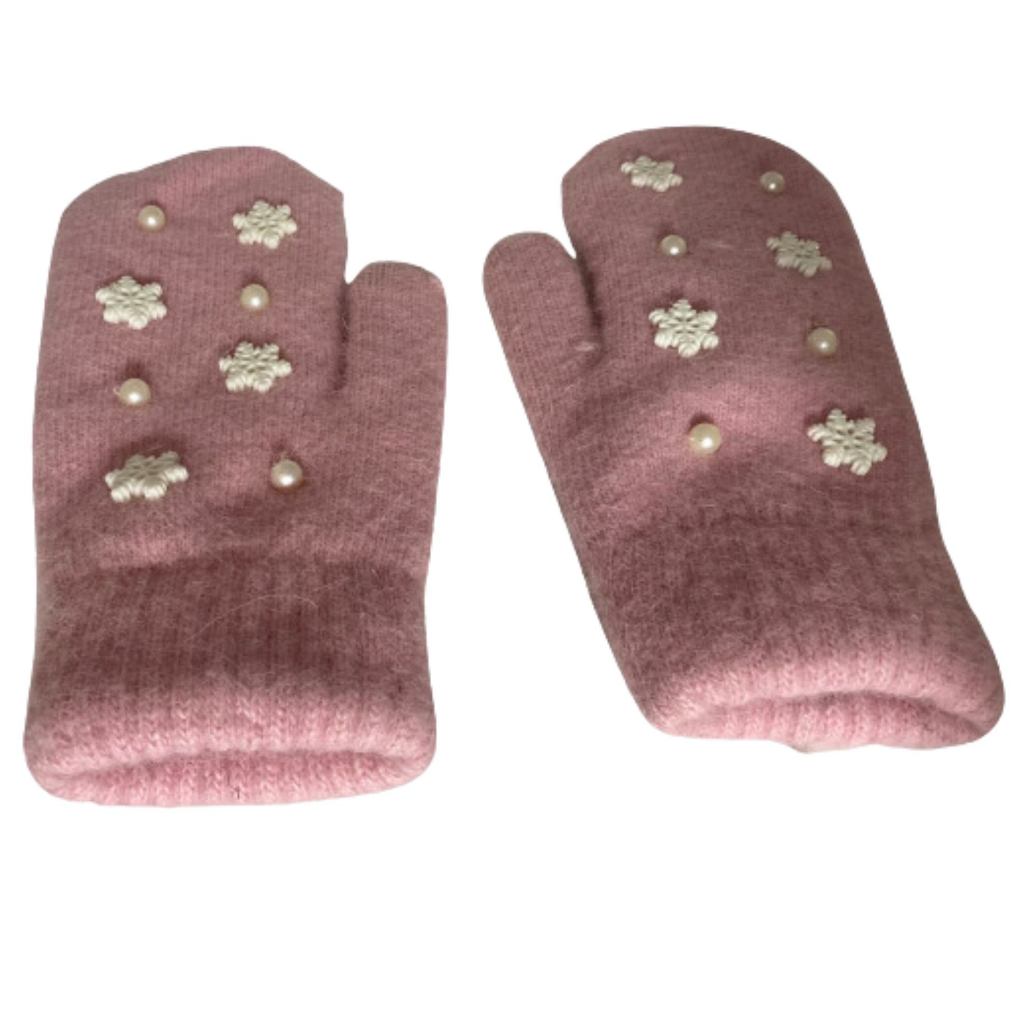 NO NAME Fäustlinge Damen Handschuhe Fäustlinge verschieden Farben und Motive rosa