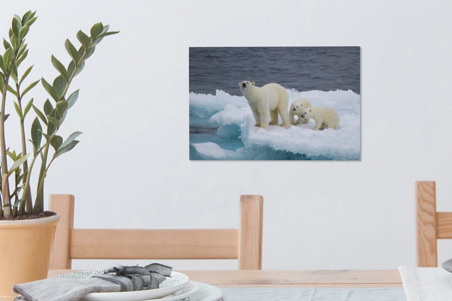 - 30x20 Wandbild OneMillionCanvasses® St), Kind Eisberg, Wanddeko, Leinwandbild (1 Eisbär Aufhängefertig, cm Leinwandbilder, -