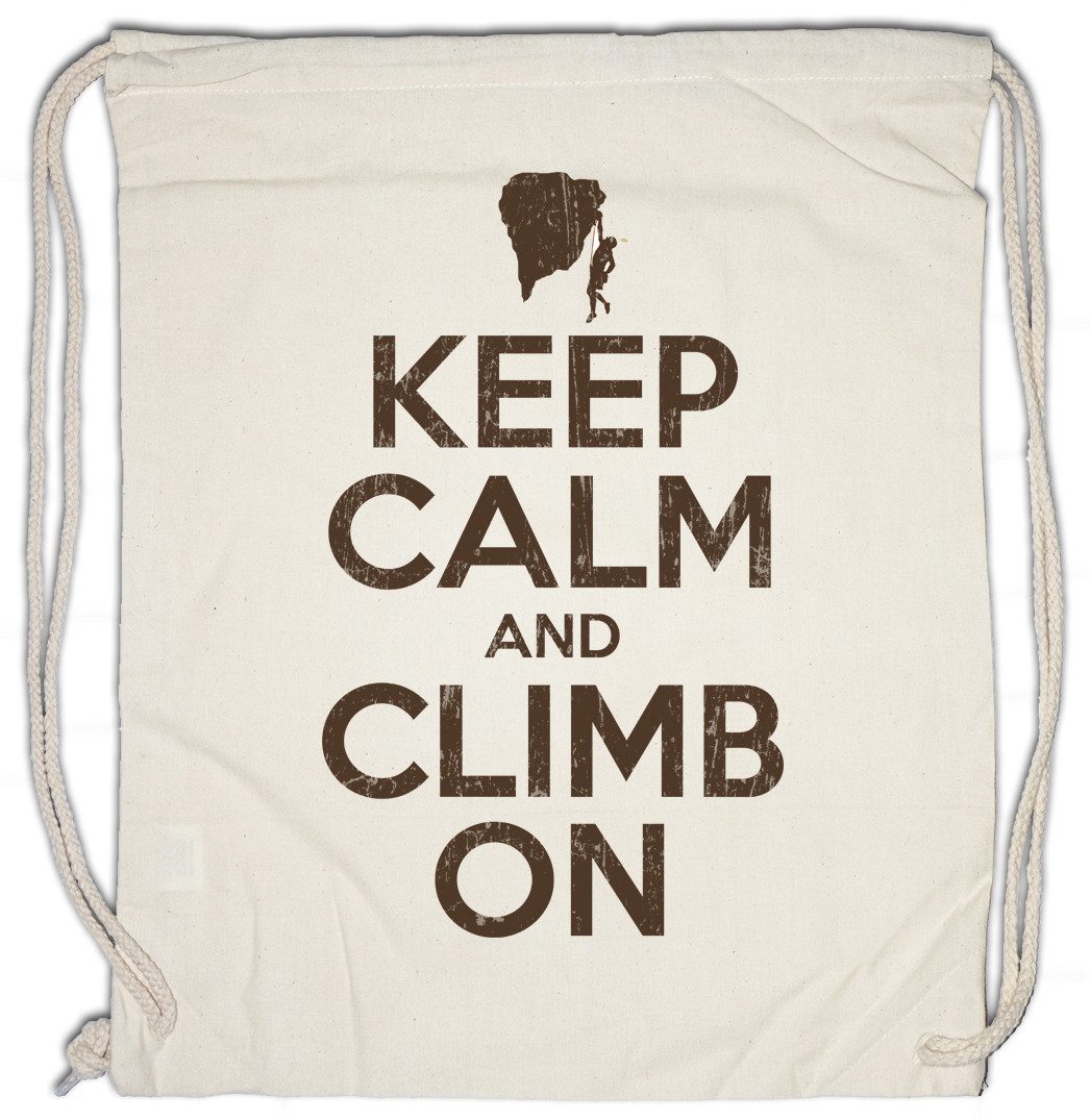 Urban Backwoods Turnbeutel Keep Calm And Climb On Turnbeutel Klettern Bouldern Boulder Scramble (1-tlg), Climb Climbing Freeclimbing Bergsteigen