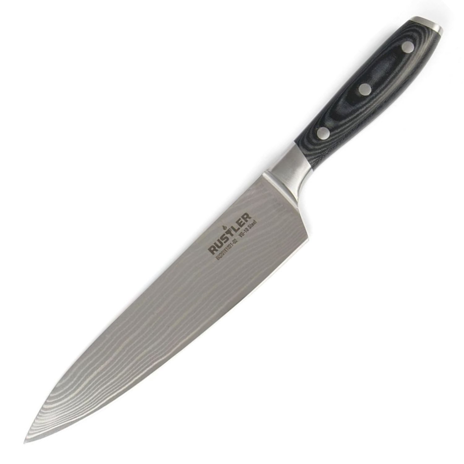 Rustler Damastmesser Damaszener Messer 20cm 67 Lagen Damaststahl VG-10 Stahlkern Holz-Griff