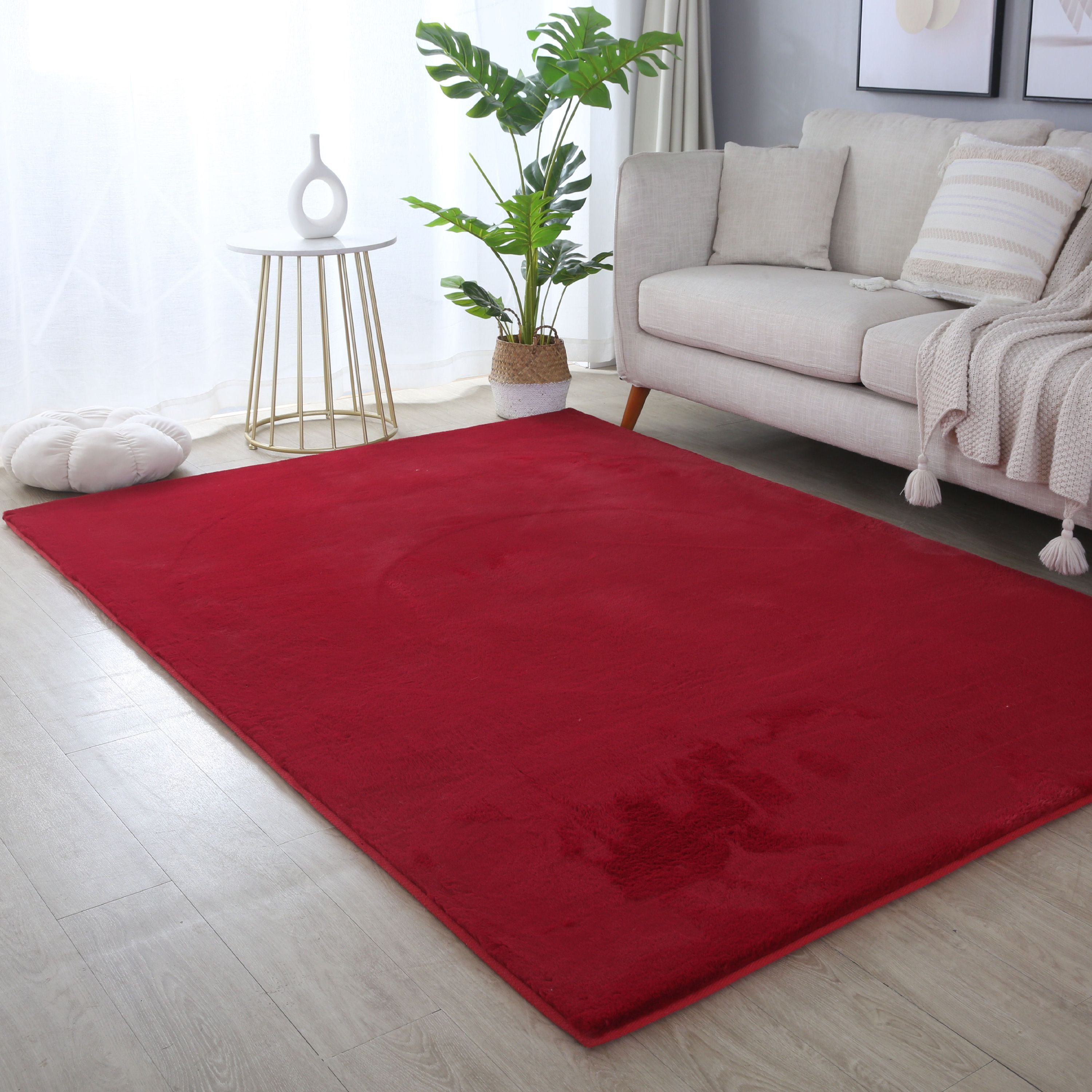 SIMPEX24 Teppich Unicolor - Einfarbig, Läufer, Höhe: 20 mm, Teppich Wohnzimmer Einfarbig Shaggy Modern Flauschiger Felloptik Weich