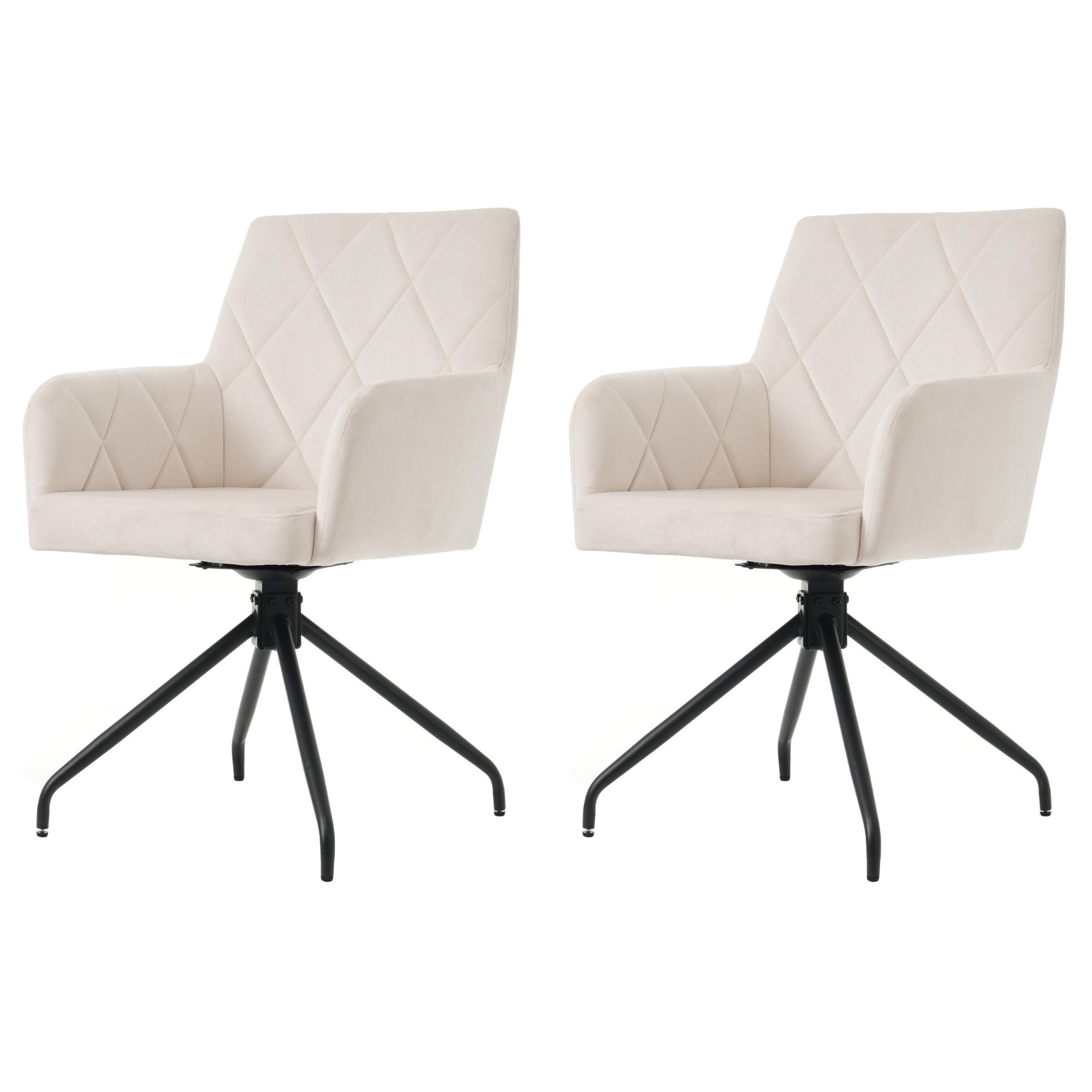 IDEASY Armlehnstuhl 2er Set 360° Drehbarer Esszimmerstühle mit Rautenmuster, Lounge-Stuhl (2 St), 2er Set