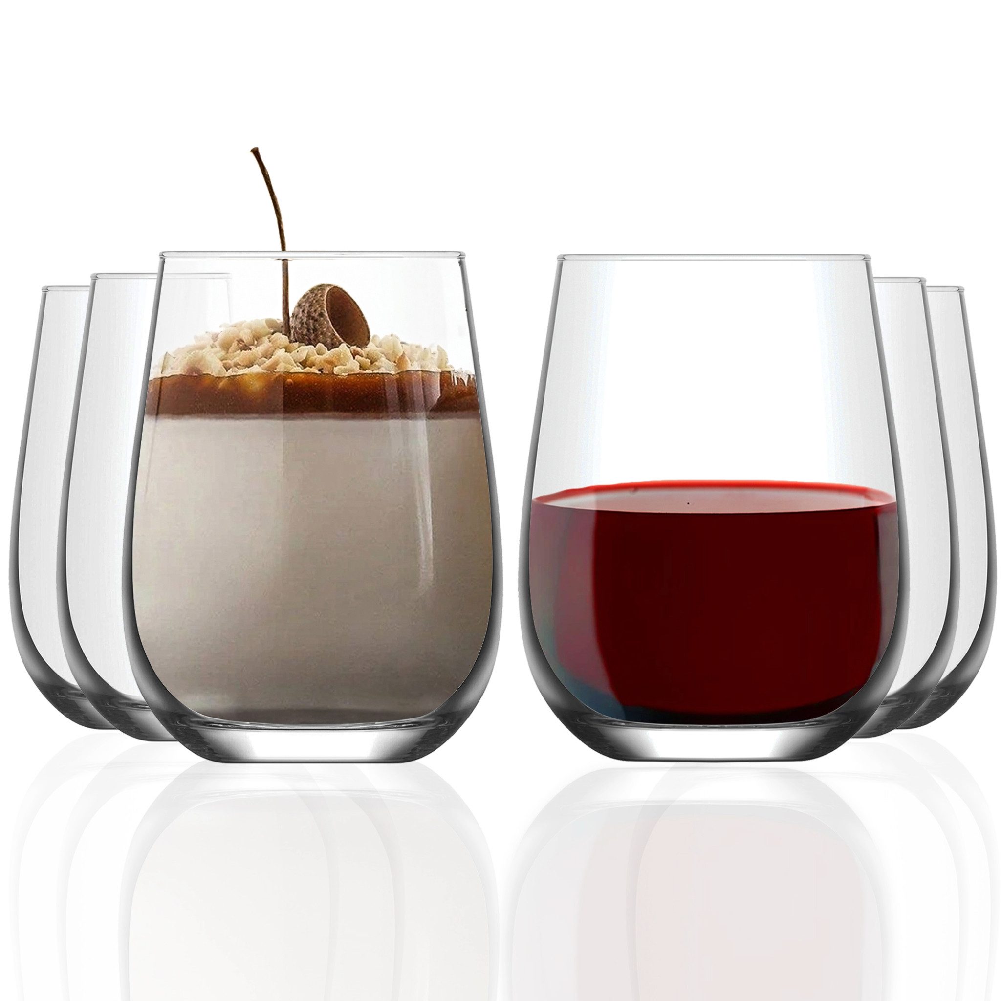 LAV Gläser-Set Gaia Softdrinkglas, 6-tlg., Glas, 6er Set, 590ml, mit feinem Rand, ideal für Soft Drinks, Wein, Wasser