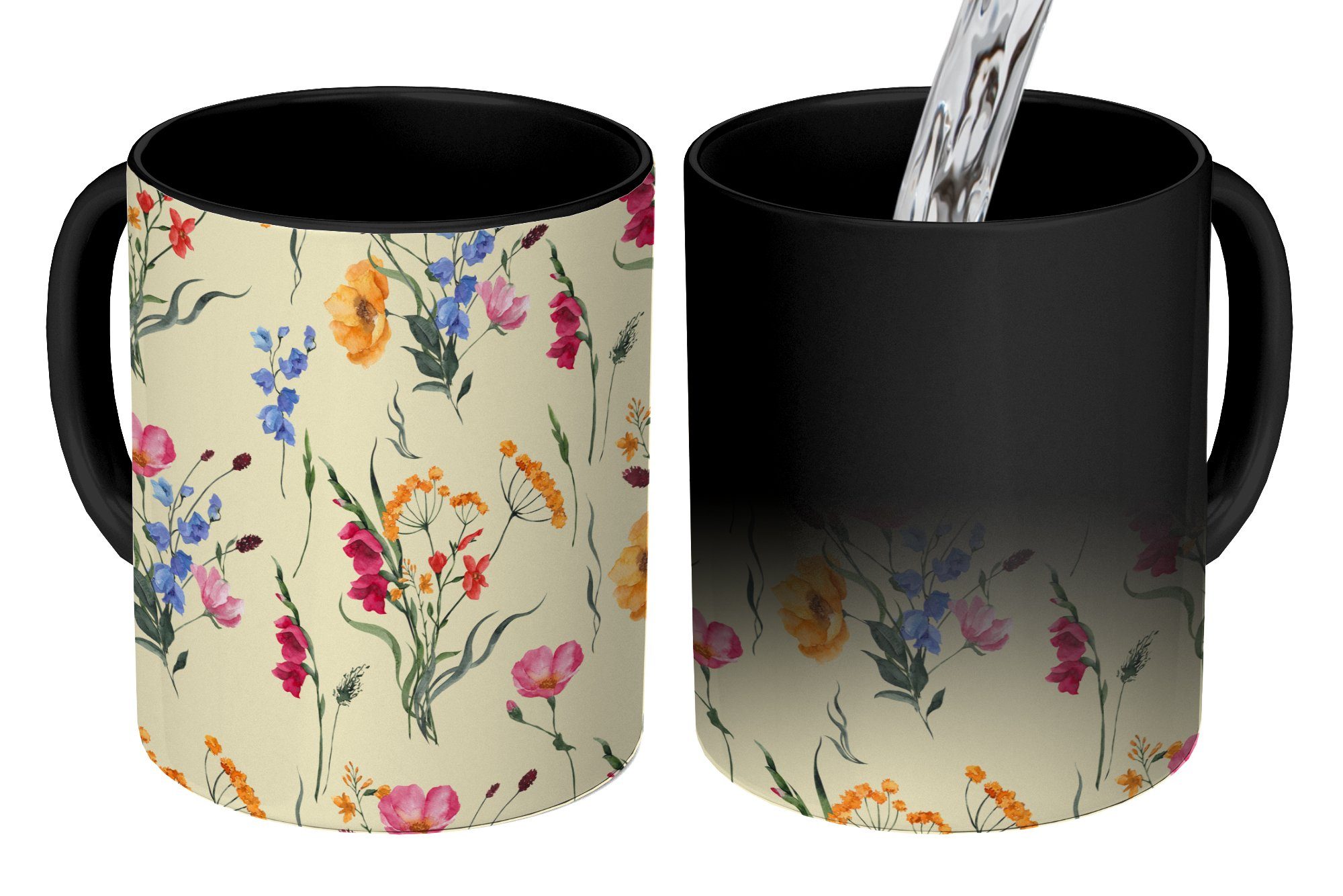 MuchoWow Tasse Ostern - Muster - Blume, Keramik, Farbwechsel, Kaffeetassen, Teetasse, Zaubertasse, Geschenk