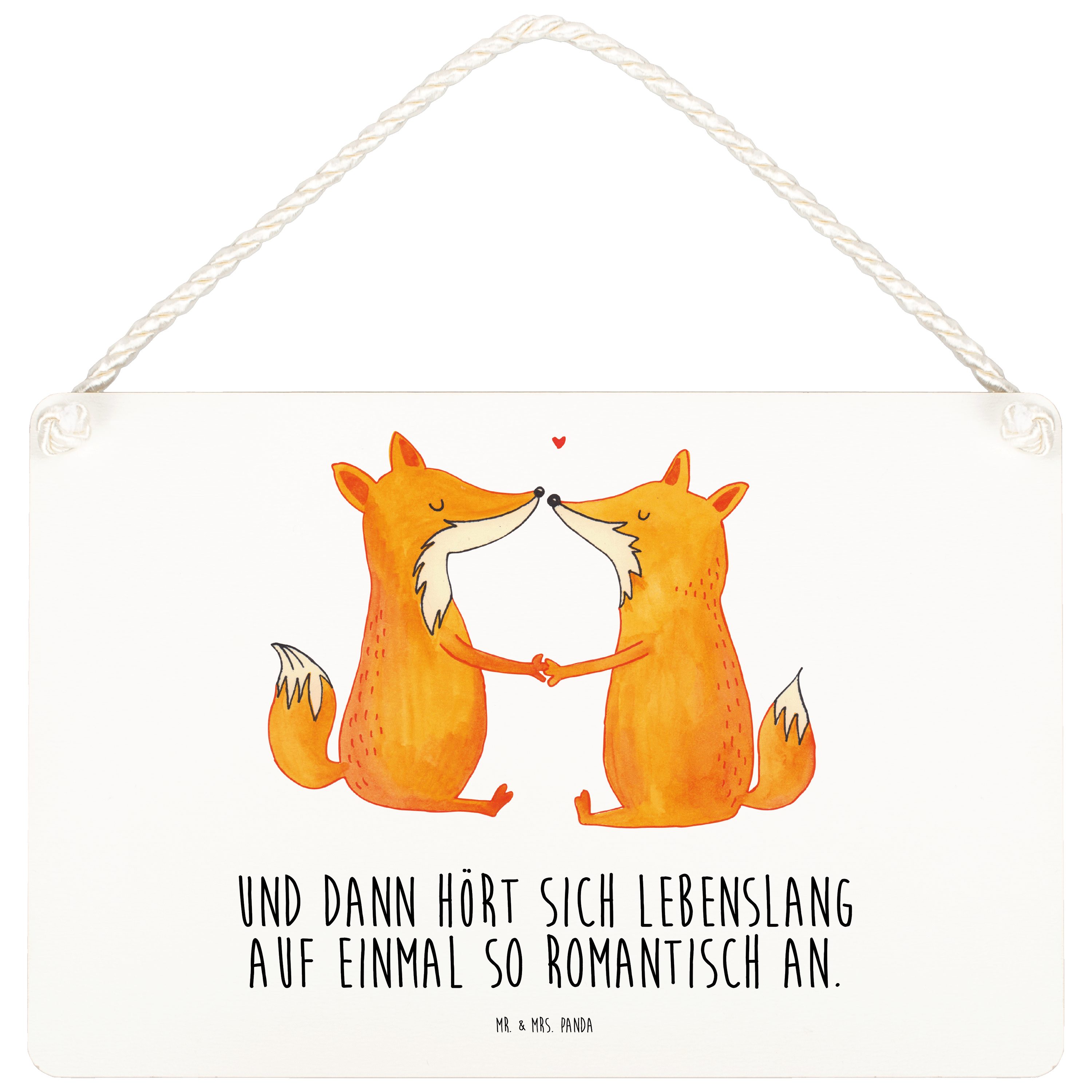 Mr. & Mrs. Panda Hinweisschild Füchse Liebe - Transparent - Geschenk, Partner, Wandschild, Freundin, (1 St)