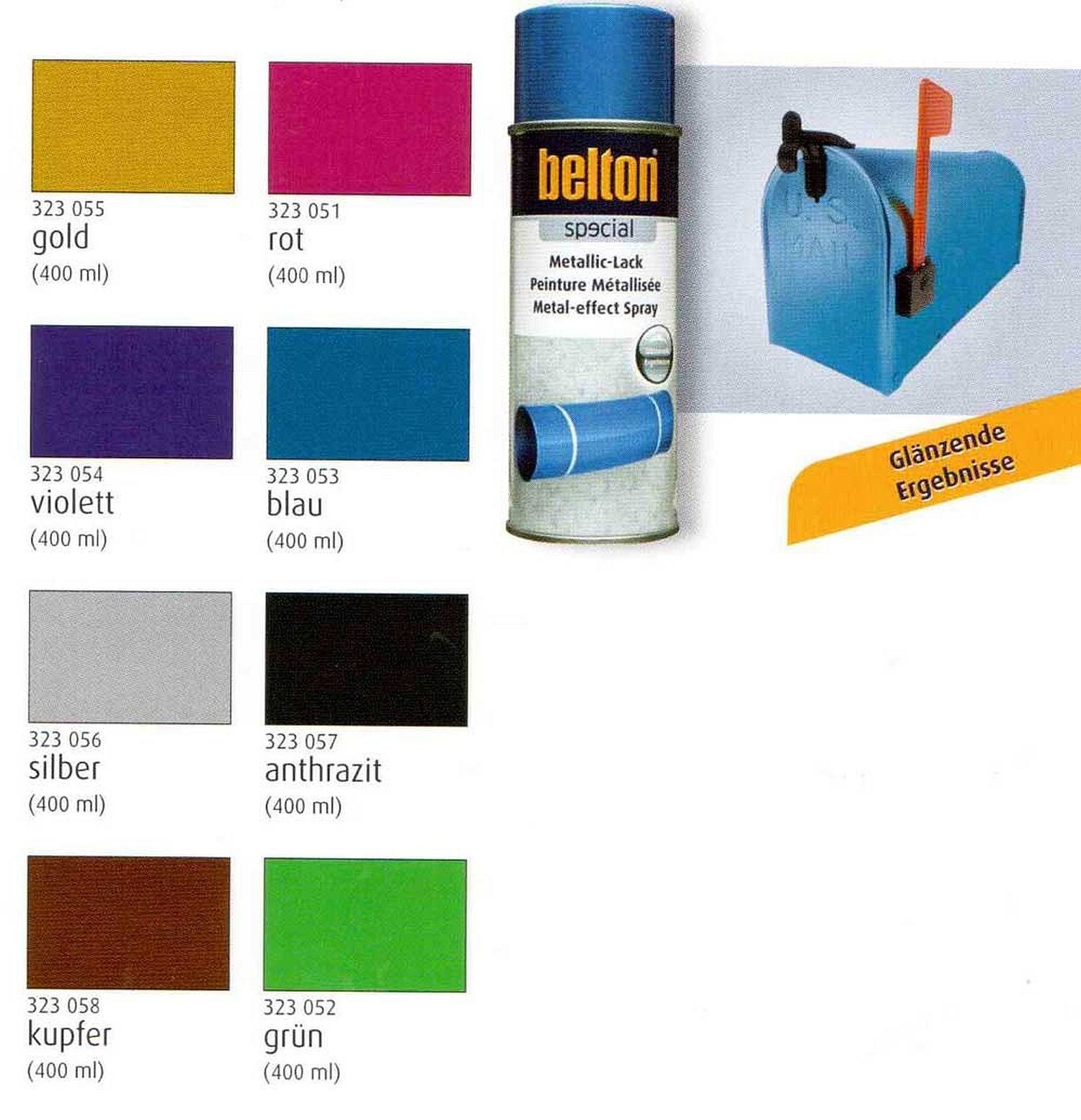 belton Sprühfarbe Metallic Lackspray, Spraydose 400 verschiedene ml, Farben Kupfer-Metallic