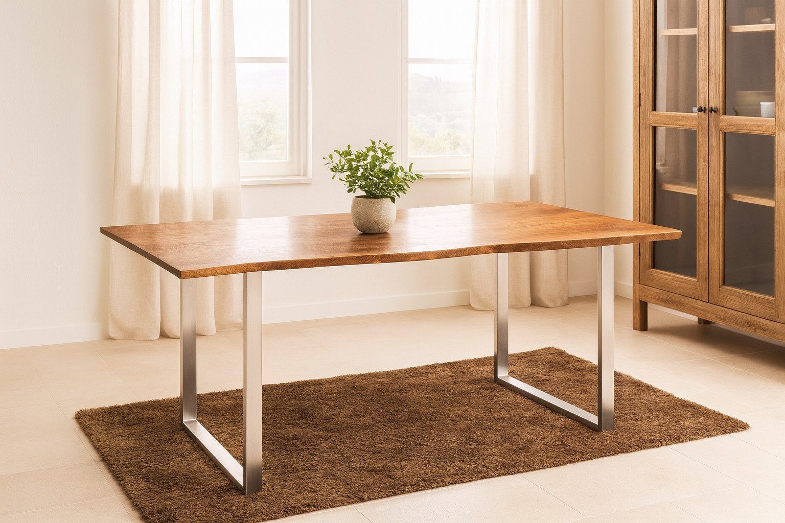 SAM® Baumkantentisch Quarto, Akazienholz, Baumkante, Metallgestell günstig online kaufen