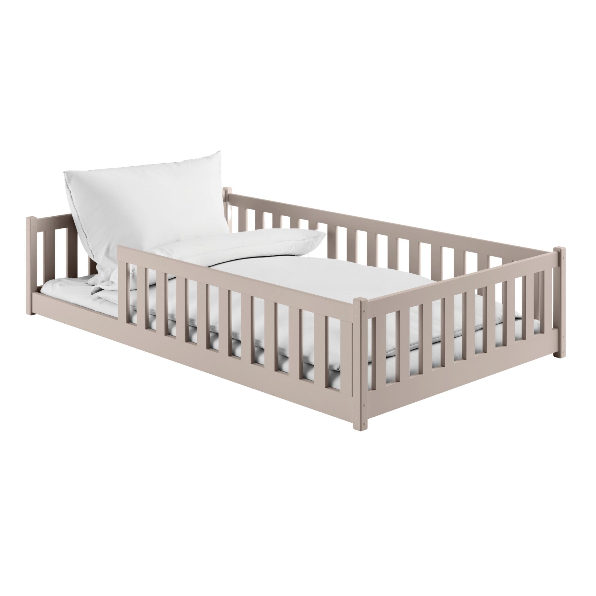 Kids Collective Kinderbett Bodenbett Bett mit Rausfallschutz & Lattenrost Montessori Bett Kinder (Jungen, Mädchen, Kinder, weitere Größen 80x160, 80x180, 90x190 – Bild 2 von 5