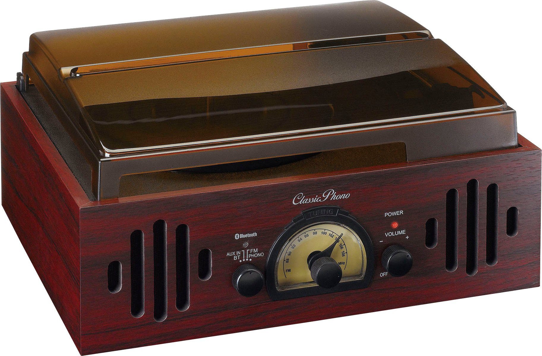Radio Plattenspieler Retro mit Phono Riemenantrieb), TT-43WA Riemenantrieb, Classic und Lenco - Plattenspieler ( Bluetooth-Funktion Plattenspieler