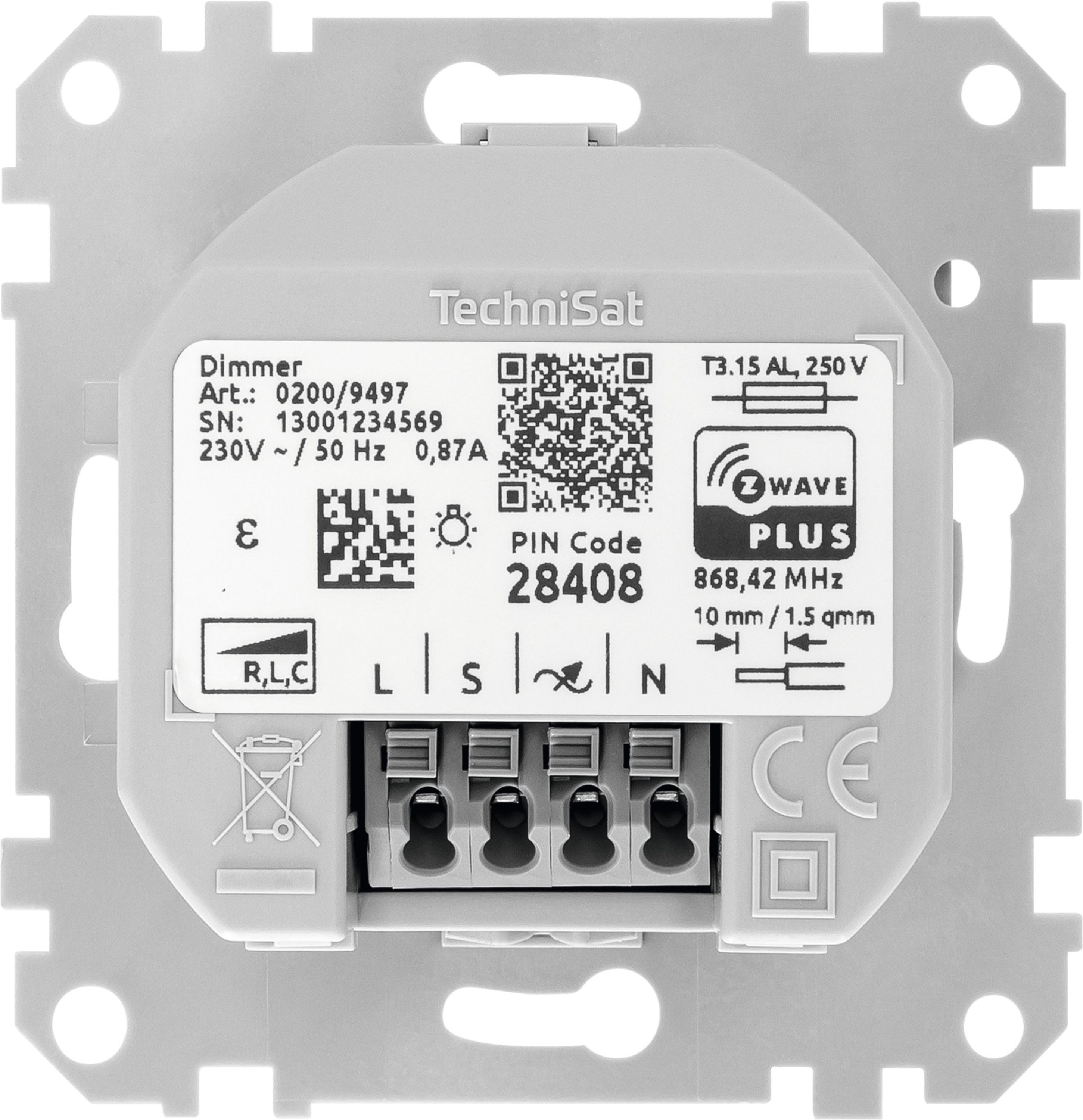 TechniSat Dimmer-Einsatz, Merten System M Unterputzschalter, Z-Wave Plus, Ermittlung vom Stromverbrauch, Zeitgesteuerte Szenen