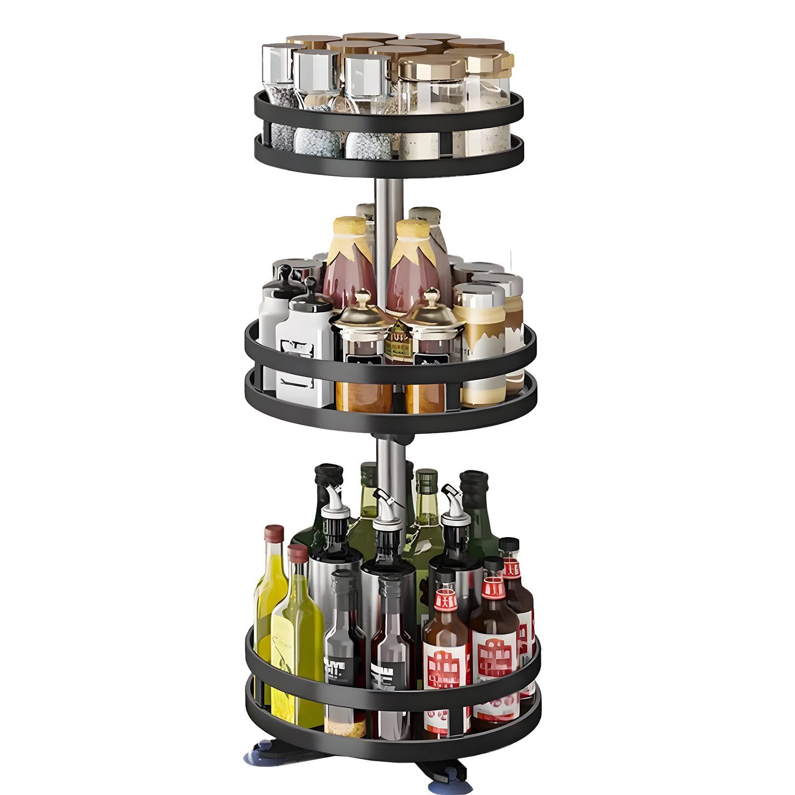 PODOFO Gewürzregal Gewürzregal Drehbar 3 Etagen 360° Drehbarer Küchenorgani günstig online kaufen