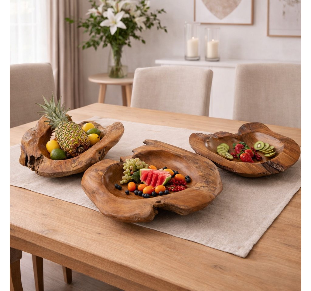 LebensWohnArt Dekoschale Schale PREMIUM BOWL Ø ca.: 40cm aus massivem Teak-Wurzelholz