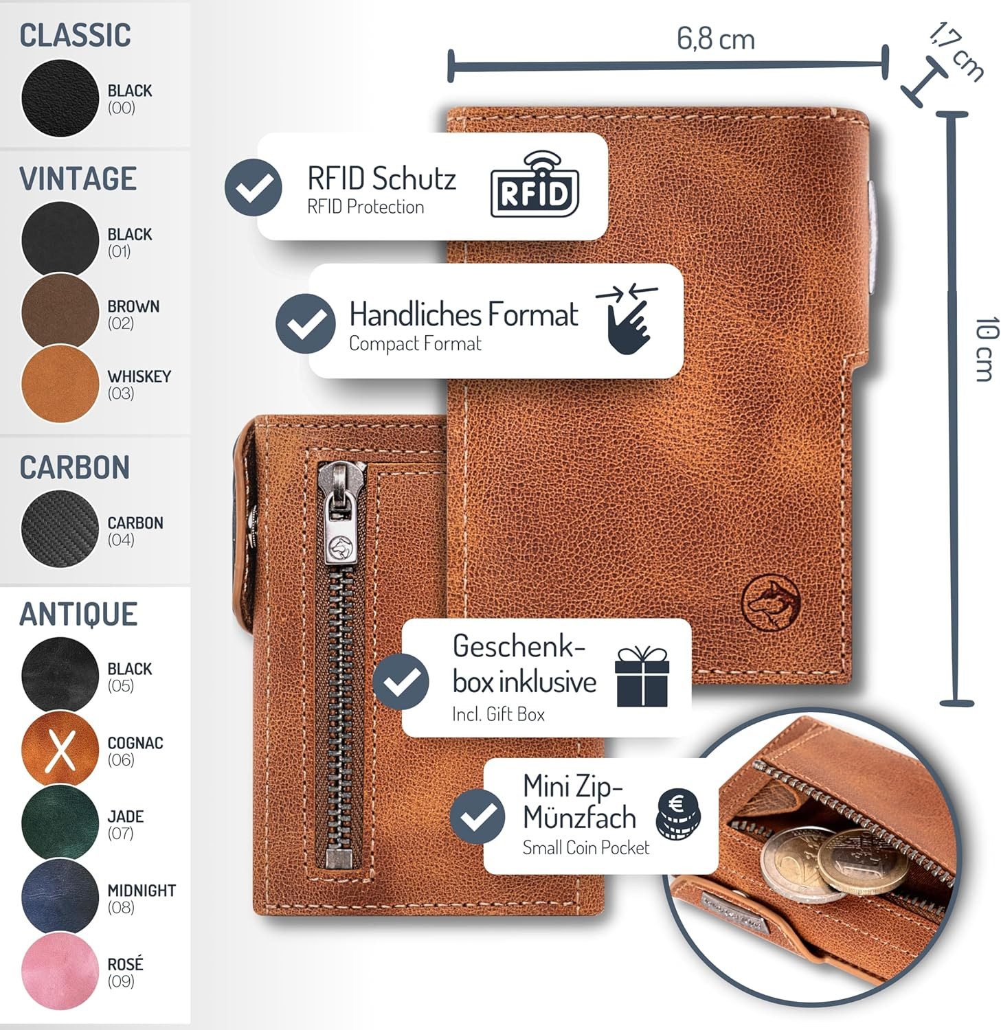 Wolfstrøm Geldbörse 'Svente' Slim Wallet I 11 Karten Mini Geldbörse Unisex günstig online kaufen