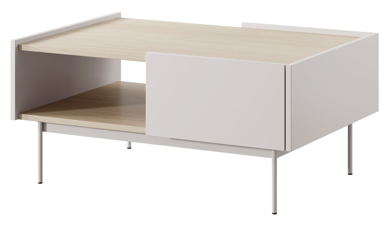 Feldmann-Wohnen Couchtisch Color (mit Schubladen, 1-St., moderne Optik, mit Schubladen), 97x65x45cm, Kaschmir, Eiche Linea, grifflos