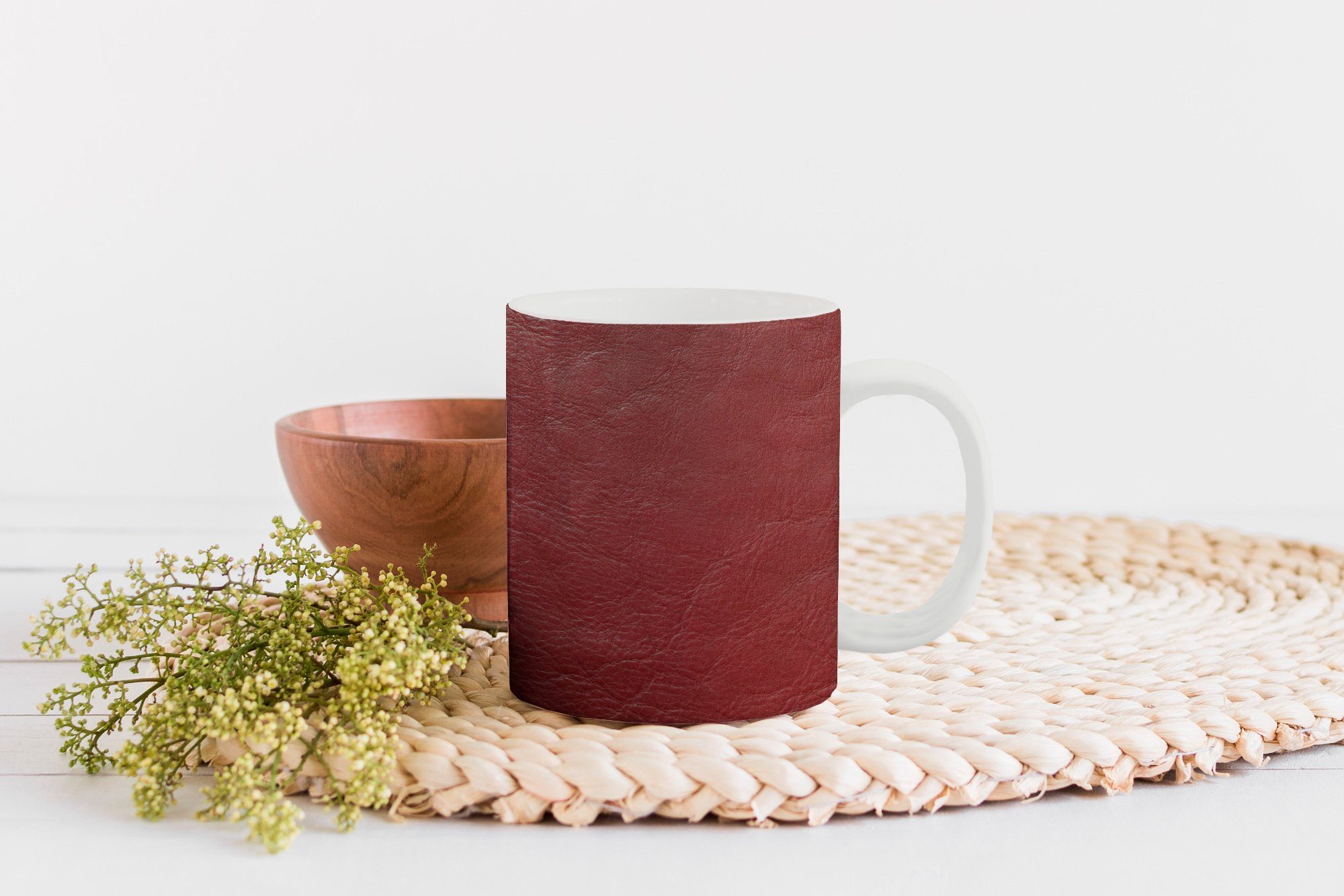 MuchoWow Tasse Leder, Keramik, Geschenk Kaffeetassen, Teetasse, Hintergrund braunem aus Teetasse, Becher