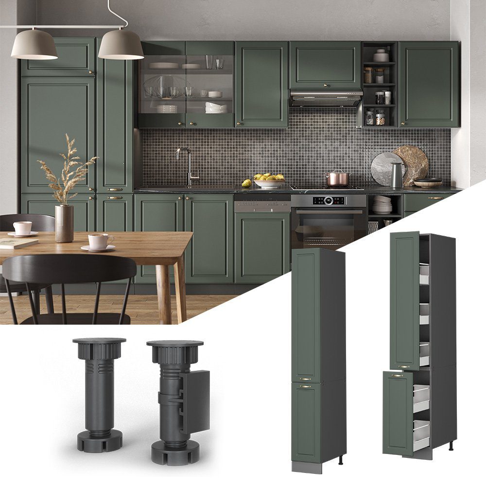 Vicco Hochschrank Fame-Line, Grün-Gold Landhaus/Anthrazit, 30 günstig online kaufen