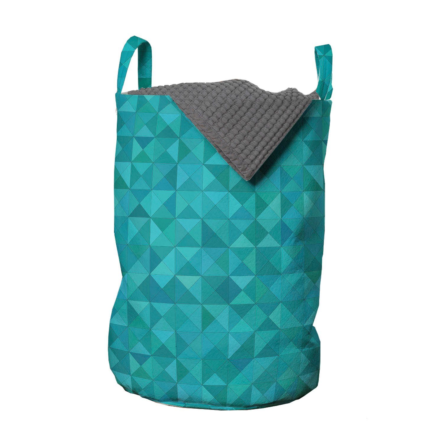 für Wäschekorb Waschsalons, Squares Griffen Abakuhaus Wäschesäckchen Teal Kordelzugverschluss Triangles mit Moderne