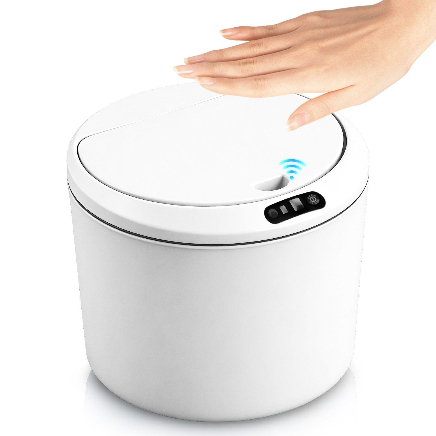 JVJH Kosmetikeimer Softclose-Deckel,Mülleimer Intelligenter Sensor,3L,19x18x15 cm, Anti-Geruch Abfalleimer,Automatischer/Manueller Start,für Büro