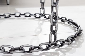 riess-ambiente Couchtisch CHAINS 65cm transparent / silber (Einzelartikel, 1-St), Wohnzimmer · Glas · Metall · Handarbeit · Kettengestell · Industrial