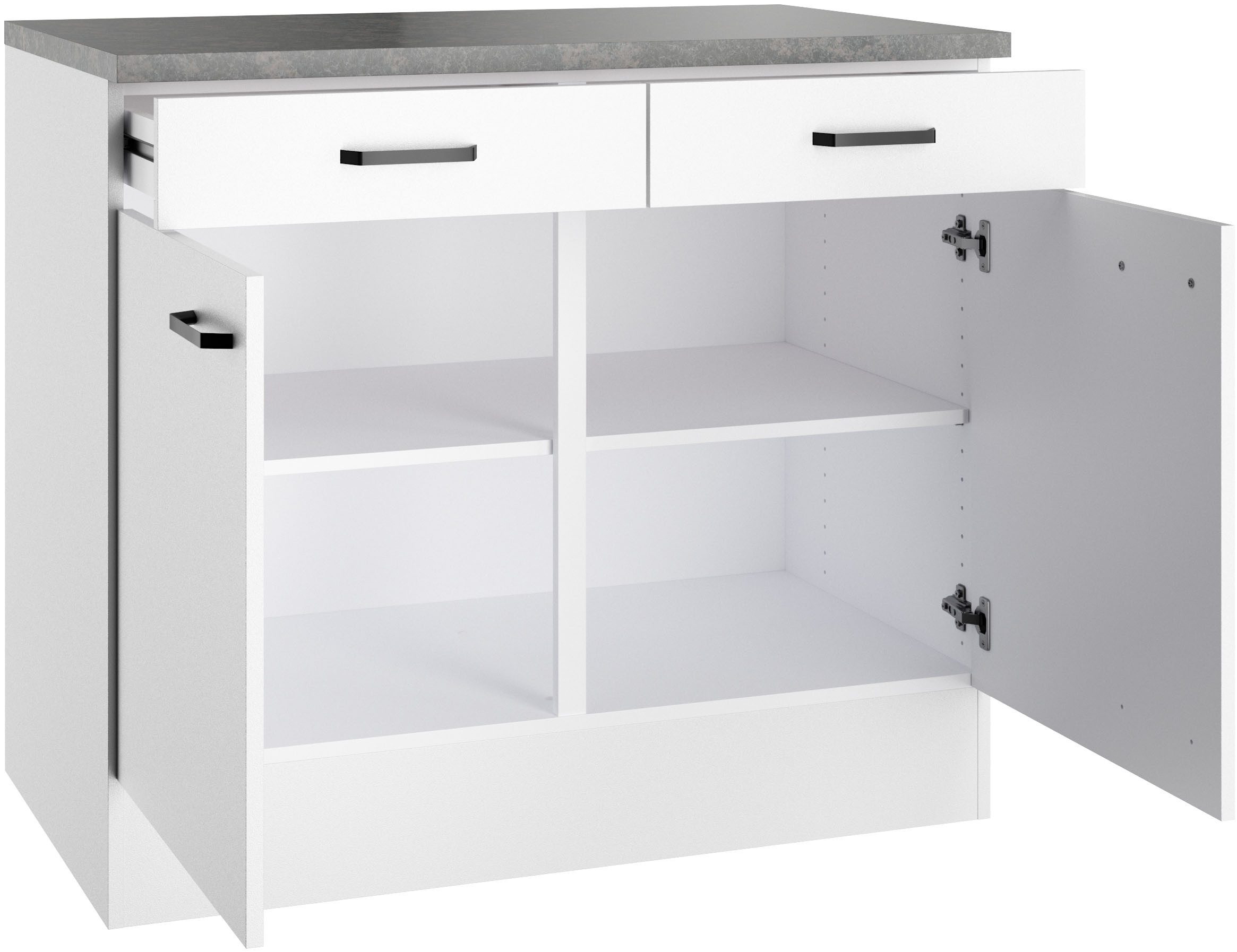 OPTIFIT Unterschrank OPTImulti Breite 100 cm, Tiefe 60 cm, mit 2 Türen, 2 Schubkästen, 1 Einlegeboden