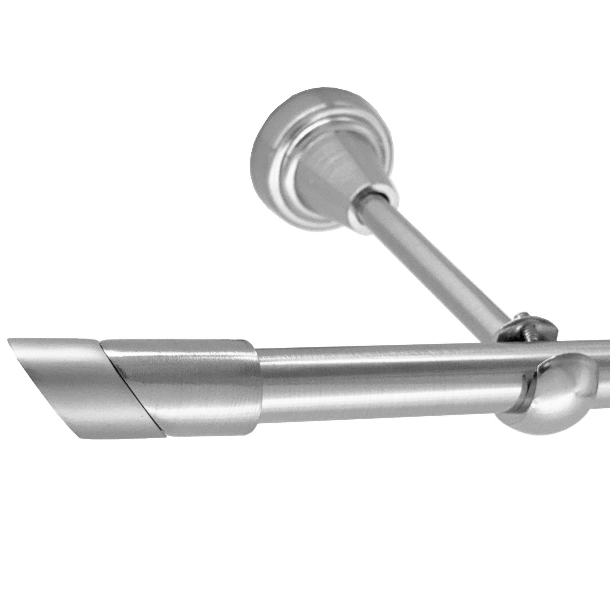 BASIT Gardinenstange Rohr Edelstahloptik 16 mm mit Wandträgern 240 cm E13, Ø 16 mm, 1-läufig, verschraubt, Metall, H14 240 cm E13 Schräge