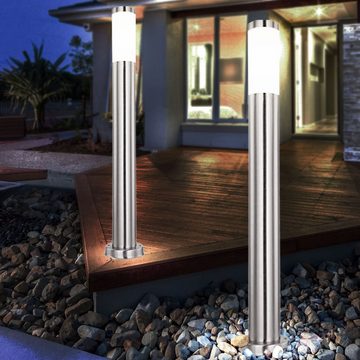 etc-shop LED Außen-Stehlampe, Leuchtmittel inklusive, Warmweiß, 4er Set LED Edelstahl Außen Leuchten Terrassen Stand Säulen Hof Garten