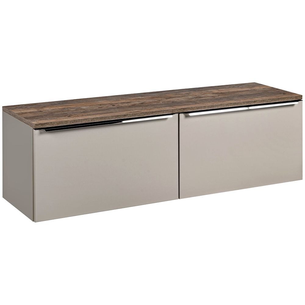 Lomadox Waschbeckenschrank PUEBLA-56-TAUPE taupe mit Vintage Oak 160,4/48,5/46 cm