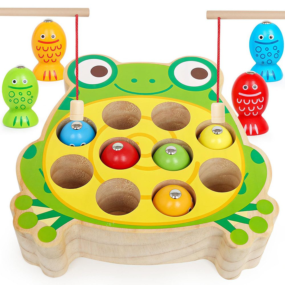 Zaewry Lernspielzeug Magnetisches Angelspiel, Montessori Holzspielzeug für 3–4 Jahre, Vorschulspielzeug, Fördert Feinmotorik bei Jungen und Mädchen