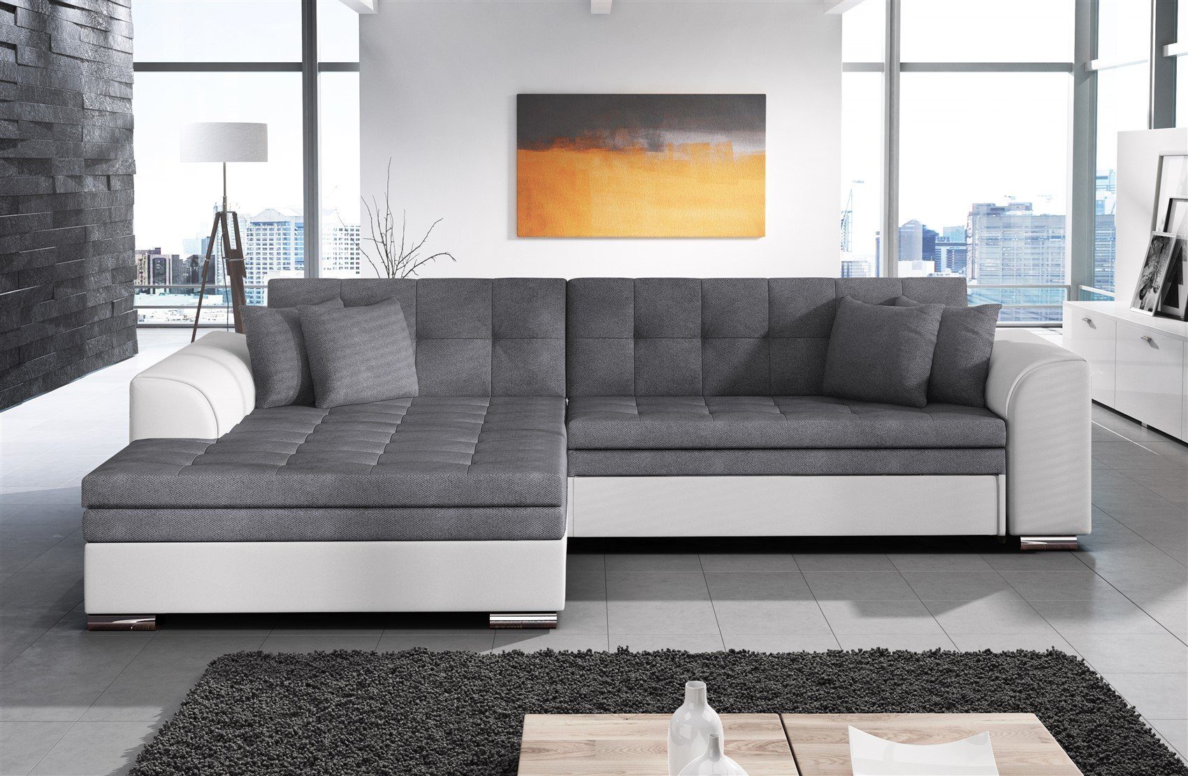 Fun Möbel Ecksofa Couchgarnitur SARRA Kunstleder/Stoff günstig online kaufen