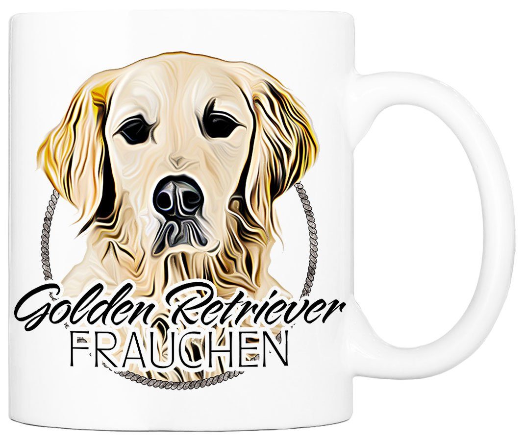 Cadouri Tasse GOLDEN RETRIEVER FRAUCHEN - Kaffeetasse für Hundefreunde, Keramik, mit Hunderasse, beidseitig bedruckt, handgefertigt, Geschenk, 330 ml