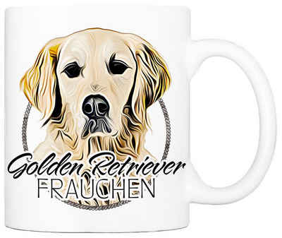 Cadouri Tasse GOLDEN RETRIEVER FRAUCHEN - Kaffeetasse für Hundefreunde, Keramik, mit Hunderasse, beidseitig bedruckt, handgefertigt, Geschenk, 330 ml