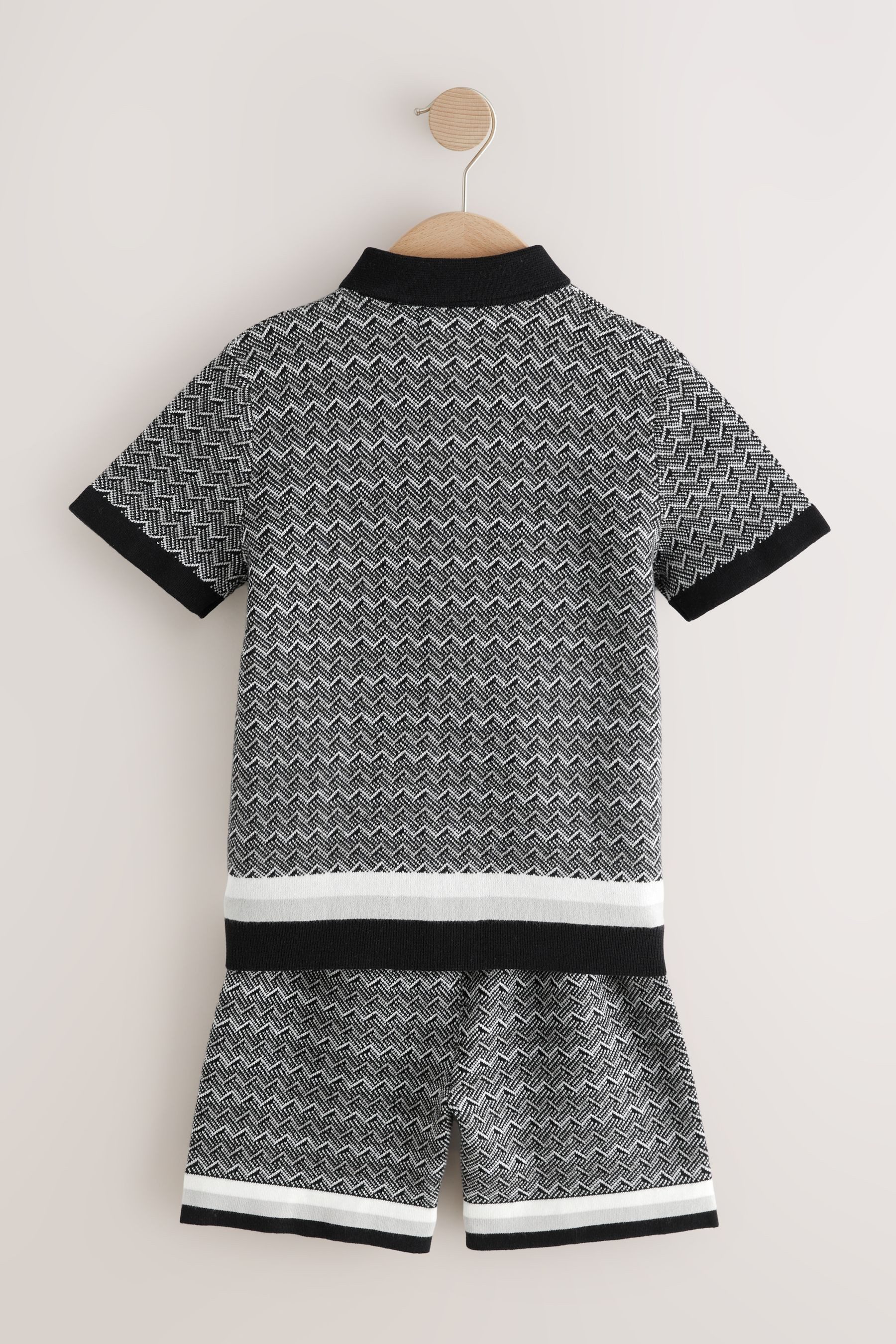 Next Shirt & Shorts Gestricktes Poloshirt und Shorts im Set (2-tlg)