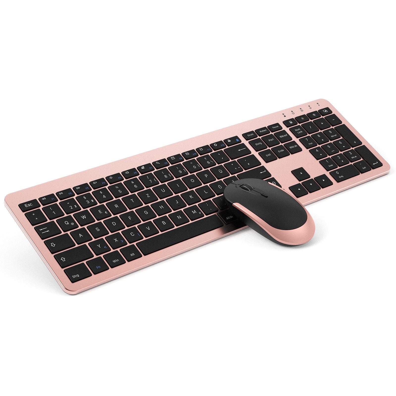 Seenda 038-3 Aufladbare Funktastatur mit Maus&Silikon für Windows DE Layout Tastatur- und Maus-Set, Aufladbar und Dünn