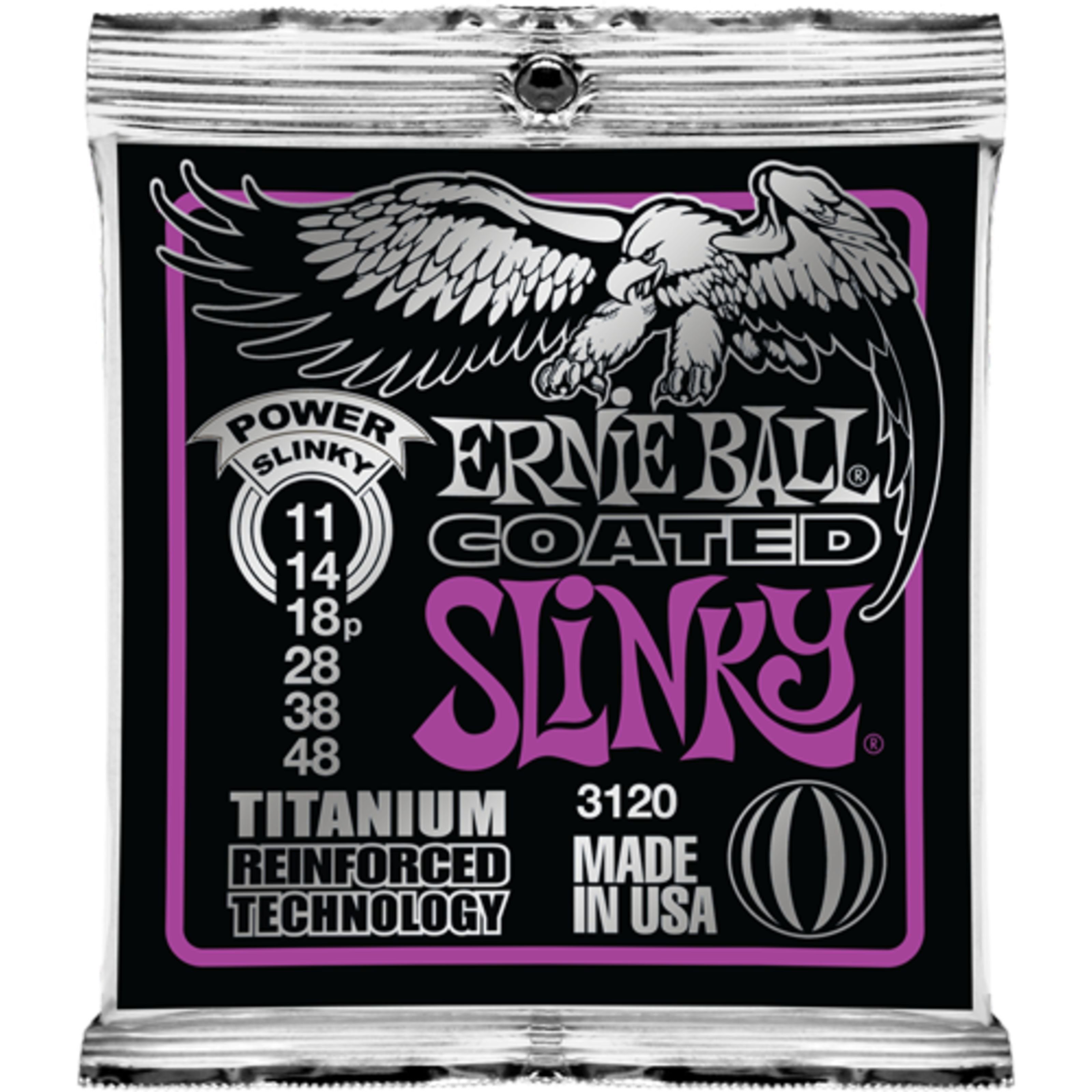Ernie Ball Saiten, (EB3120 11-48 Coated Titanium RPS Power Slinky), EB3120 11-48 Coated Titanium RPS Power Slinky - E-Gitarrensaiten