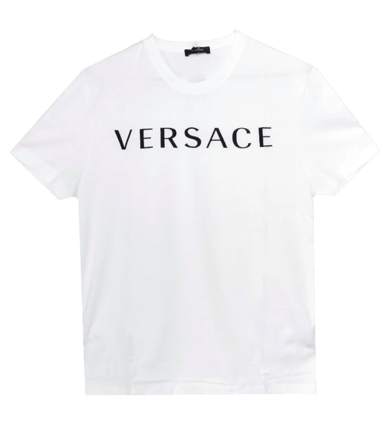 Versace T-Shirt Main Line Stickerei Logo Rundhals Kurzarm Tee Unisex Sofort authentifizierbar durch QR-Code über das Versace System