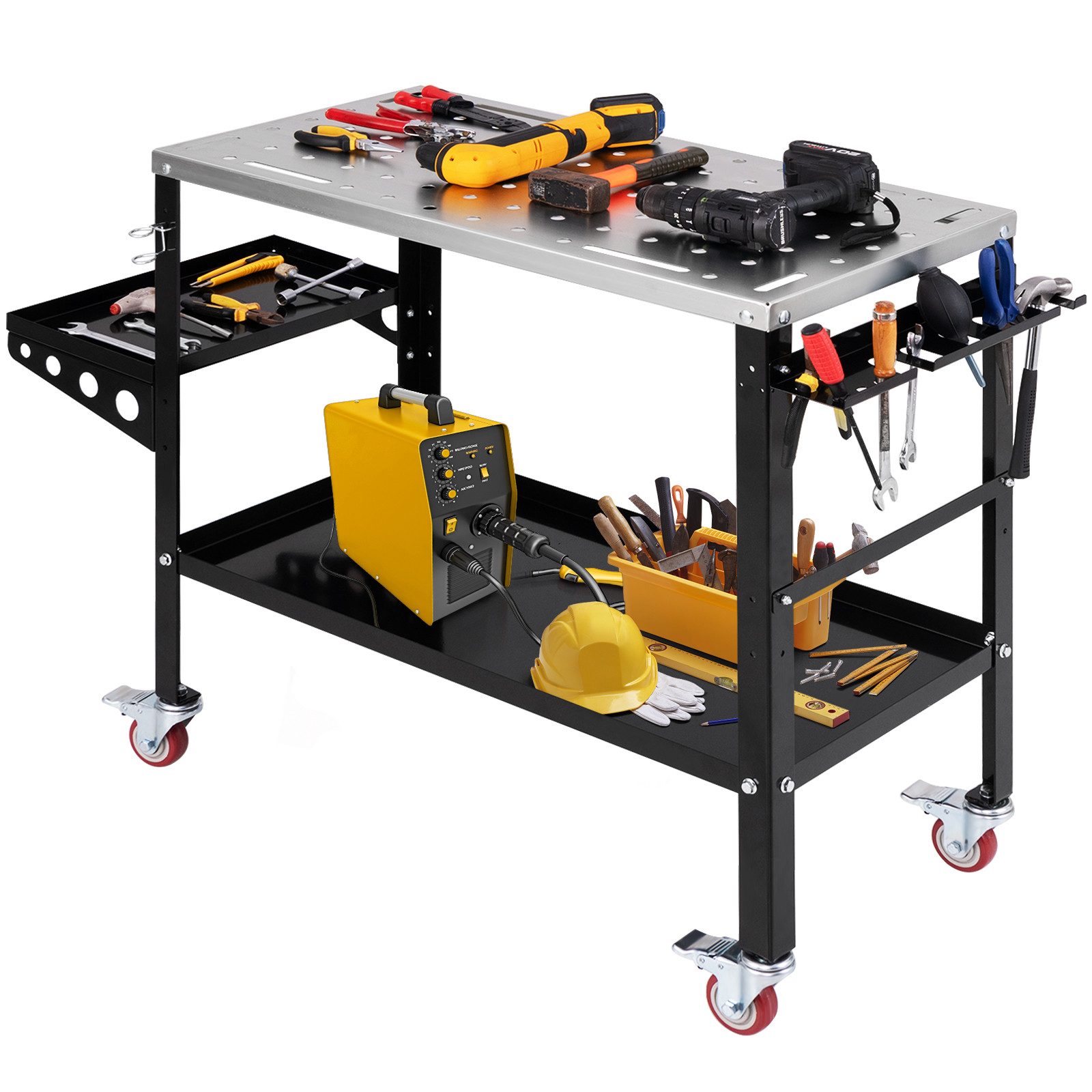COSTWAY Arbeitstisch, mit Werkzeugständer & -schlitzen, bis 540kg belastbar