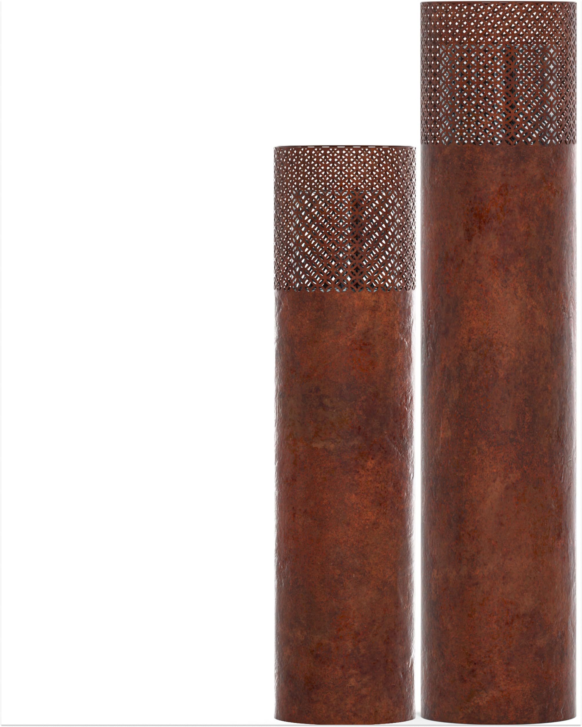 Bentson Windlicht Windlichtsäule (2er Set, 75 cm &  95 cm, 2 St., Outdoor Garten-/Balkondeko), Erhältlich in Schwarz & Rost-Design